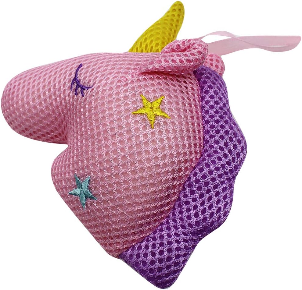 Suillty Unicorn Cartoon Animal Bath Shower Sponge Pouf Loofahs - Eco-Friendly Exfoliating Mesh Brush Mesh Bath Shower Ball Sponge - Exfoliate, Cleanse, Soothe Skin (Pink)