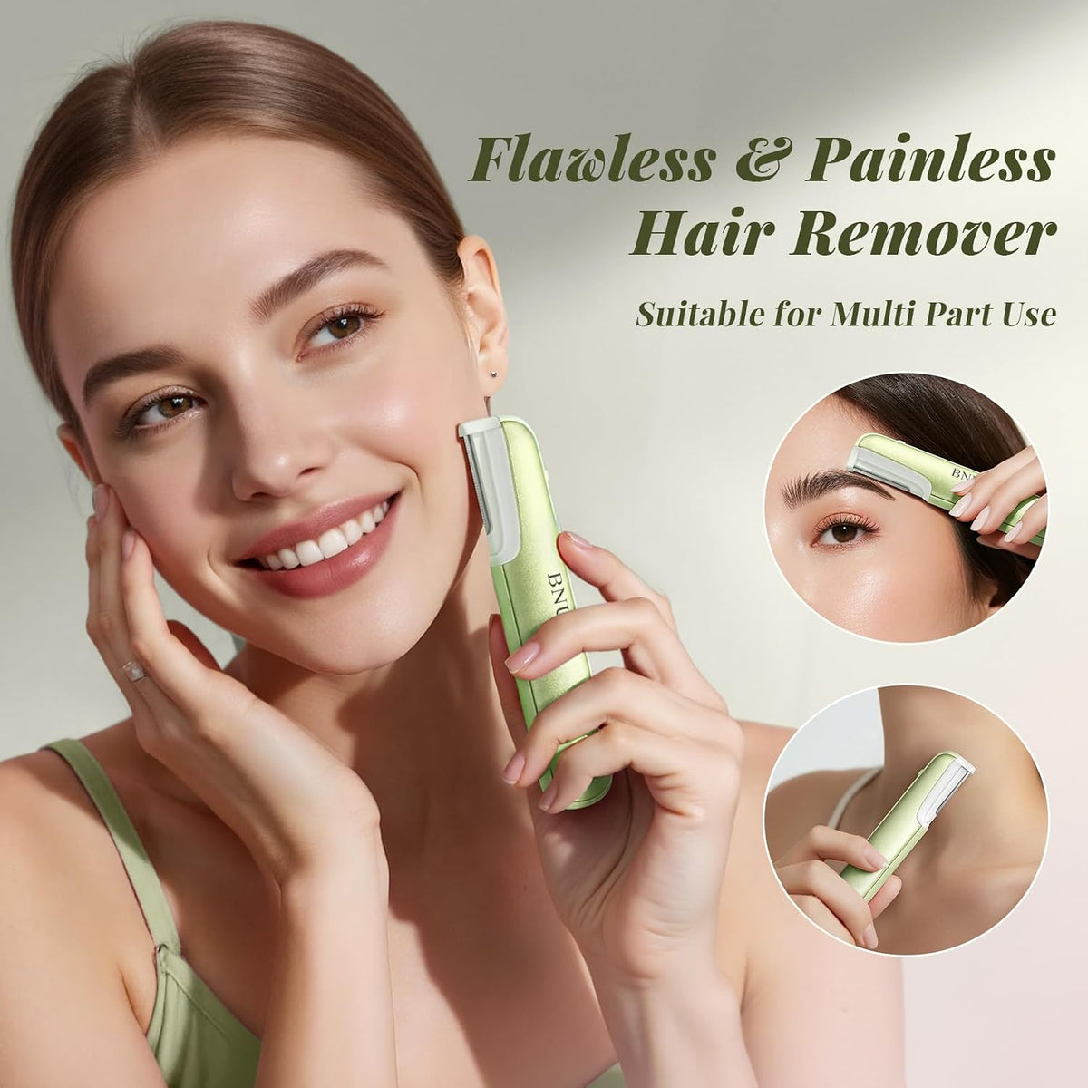 BNU Dermaplane Razor for Women Face Razor Facial Hair Removal Green