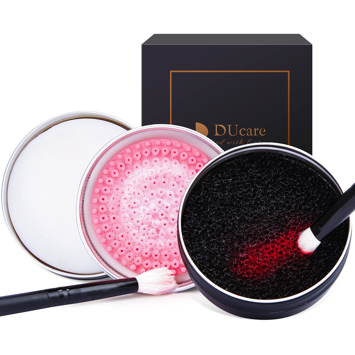 DUcare Makeup Brush Cleaner Shampoo Soap Solid Brush Cleaning Mat Removes Cosmetic Color Brush Cleaner Pad for Cleaning Makeup Sponges Brushes