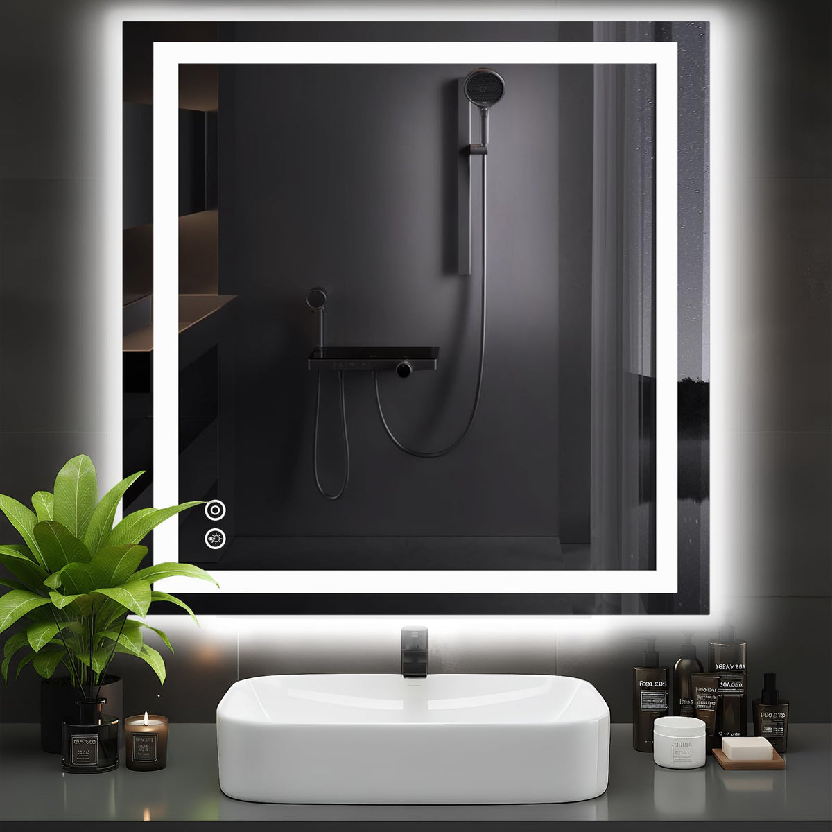 DUMOS 28 Inch Round LED Bathroom Mirror with Lights, Circle Vanity Mirror