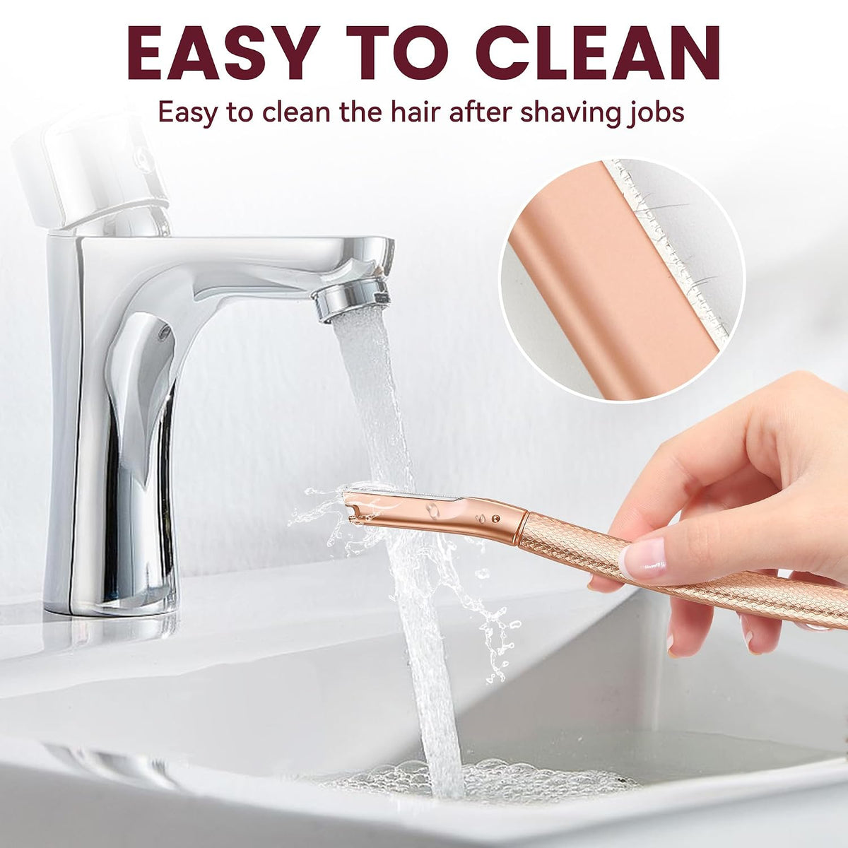 Eyebrow Razor, Dermaplane Razor for Women Face, 12 Refill Blades, Rose Gold