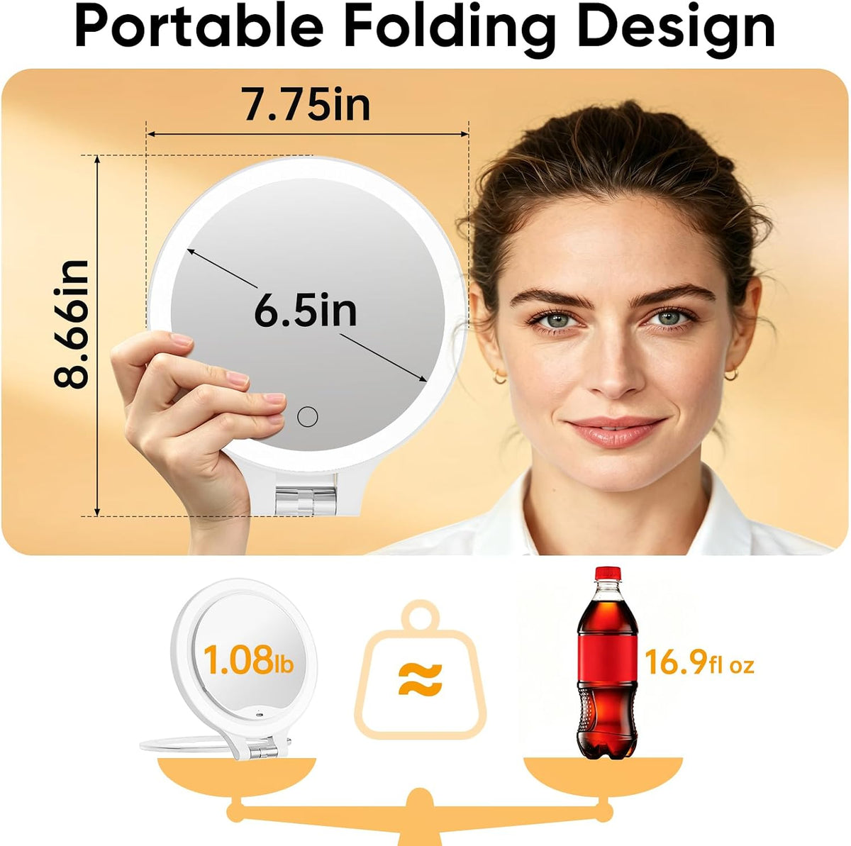 FASCINATE Travel 30X/1X Magnifying Mirror with Light Double Sided Mirror