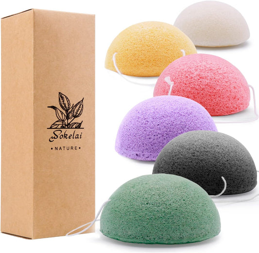 Konjac Facial Sponges for Cleansing Exfoliating - Konjac Face Sponge for Washing Face Body, Natural Cleaning Puff Buff Scrubber for Shower Bath SPA for Babys Men Women