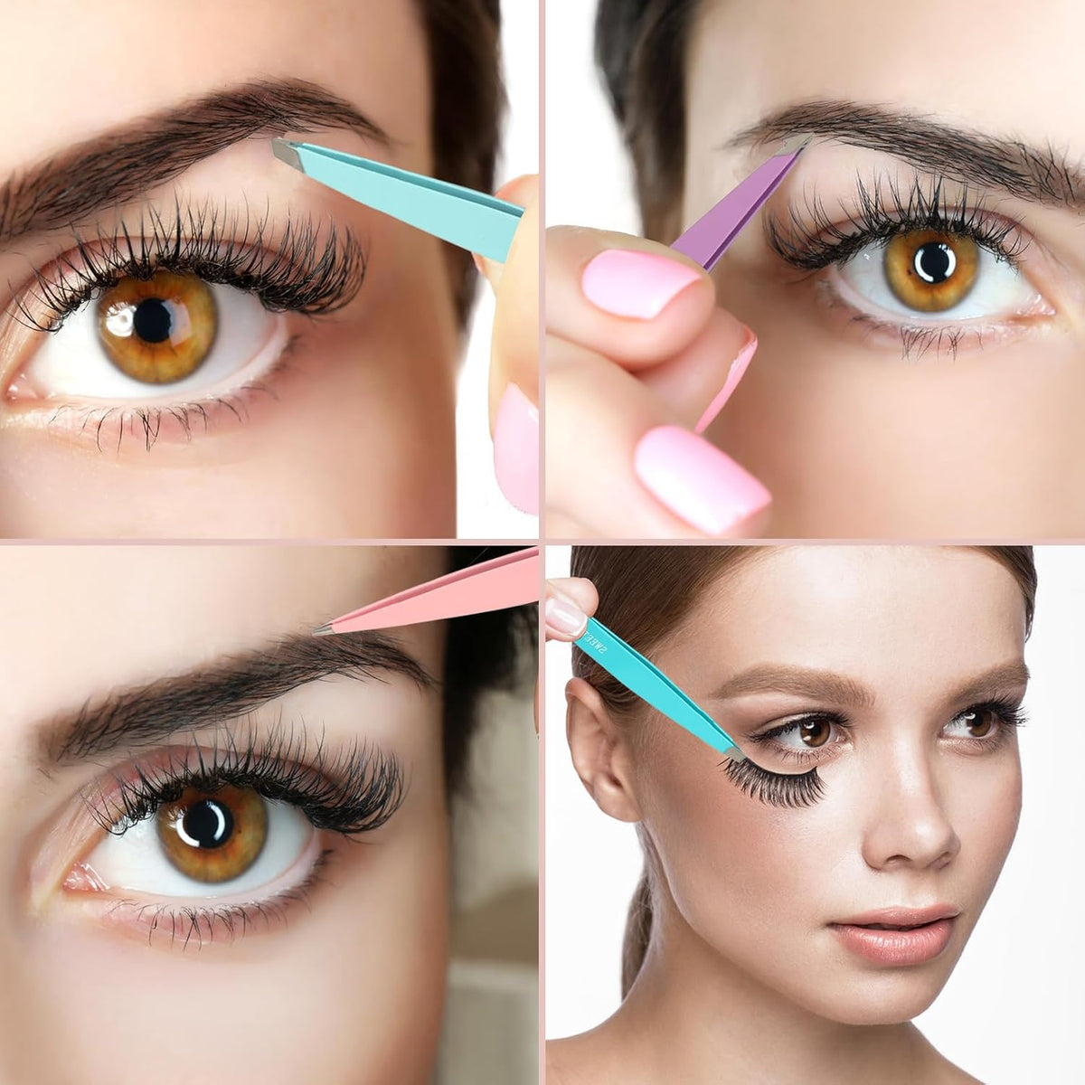 SWEET VIEW 7PCS Tweezers Kit for Women Facial Hair & Brow