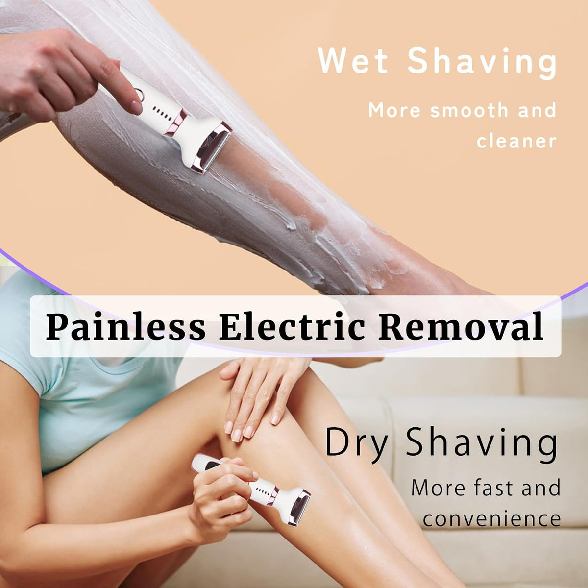 2026 Electric Razor for Women Men,4 in 1 Ladies Wet & Dry Body Razors and Facial Hair Remover,Rechargeable LED Display Hair Removal Kit for Nose Face Body Bikini Hair (White)