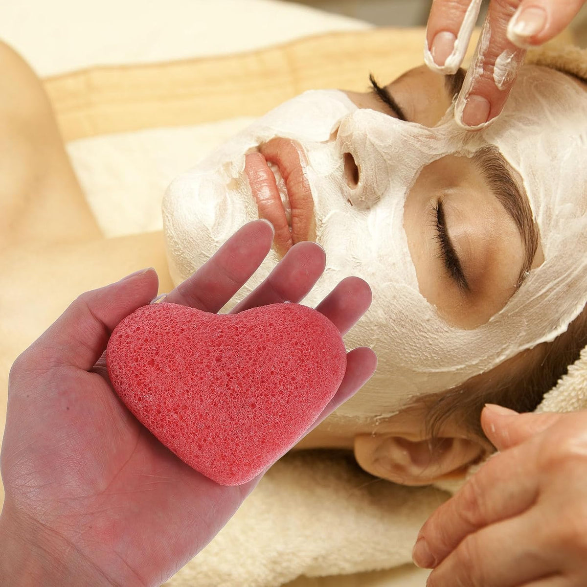 Beaupretty 6 Pcs Konjac Facial Sponges Heart Shaped Face Cleansing and Exfoliation Sponges Natural Cleaning Puff Scrubber for Women Men