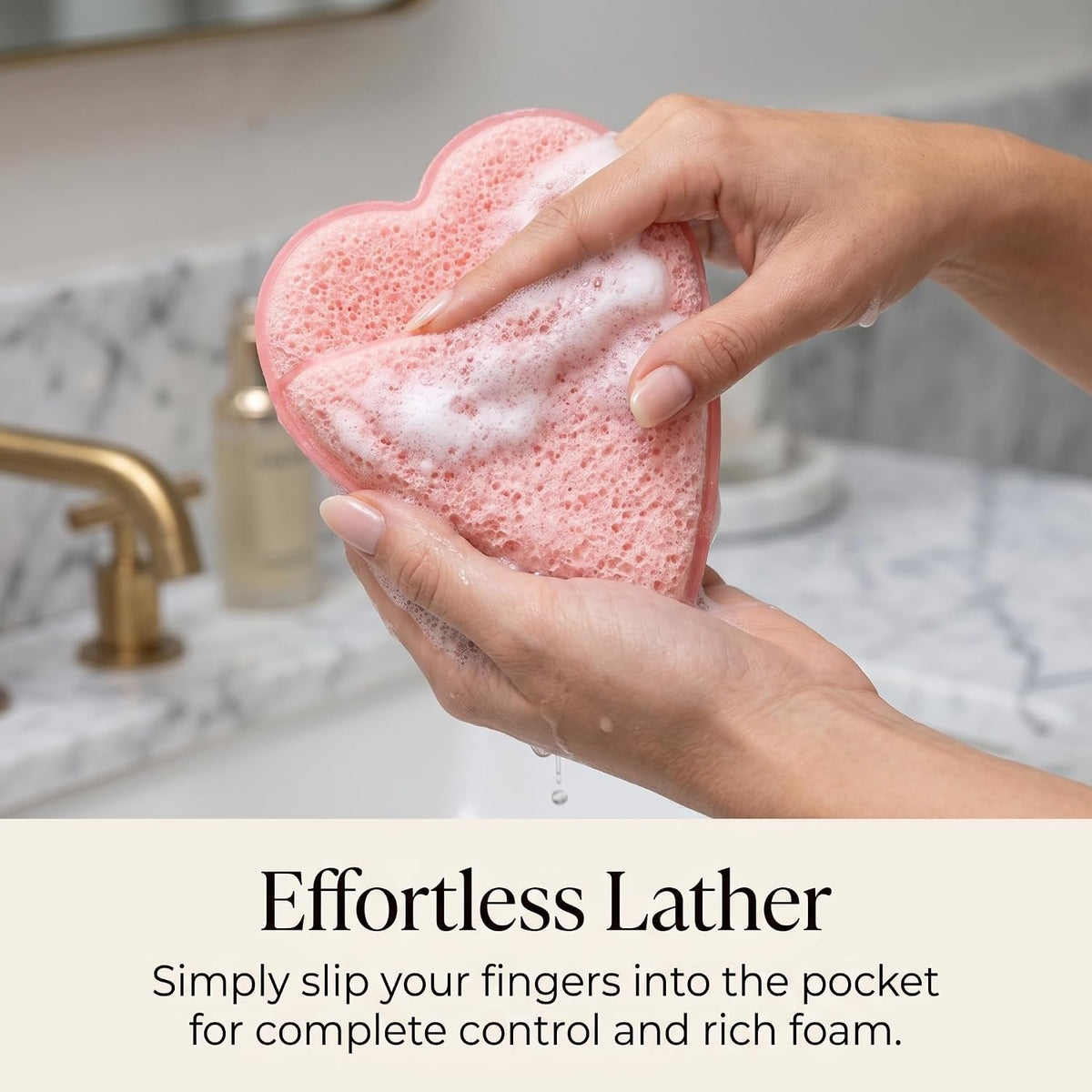 2pcs Exfoliating Sponge Heart Shaped Light Pink Cleansing Puff Glove with Soft Mesh Surface for Daily Wash Makeup Removal Lathering and Travel Use Facial Scrubber