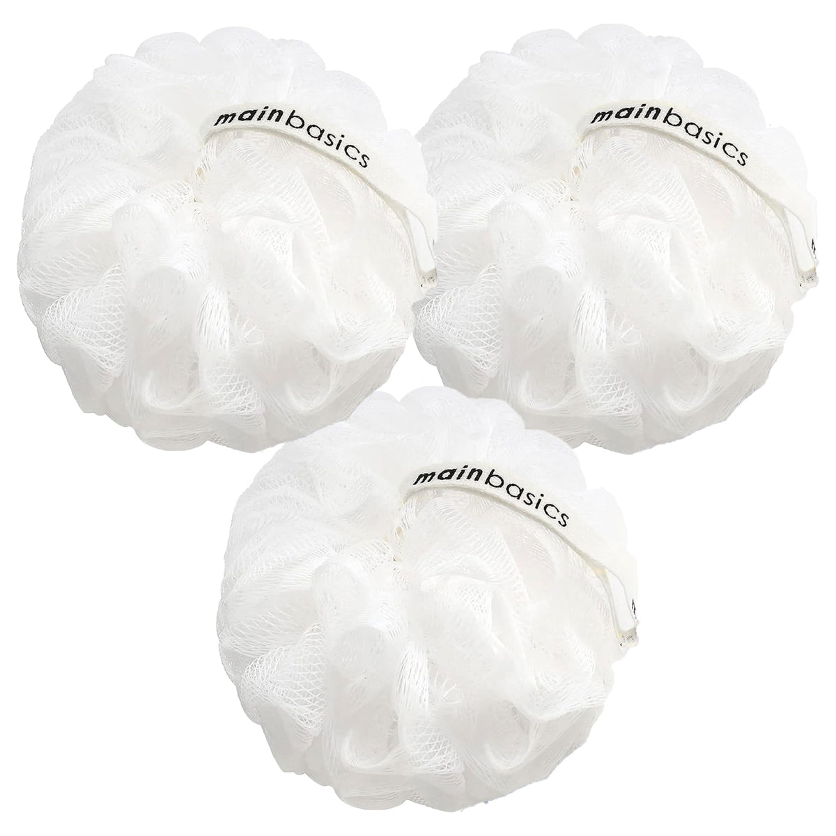 MainBasics Shower Loofah Sponge Pouf, Set of 3, Airy Blossom