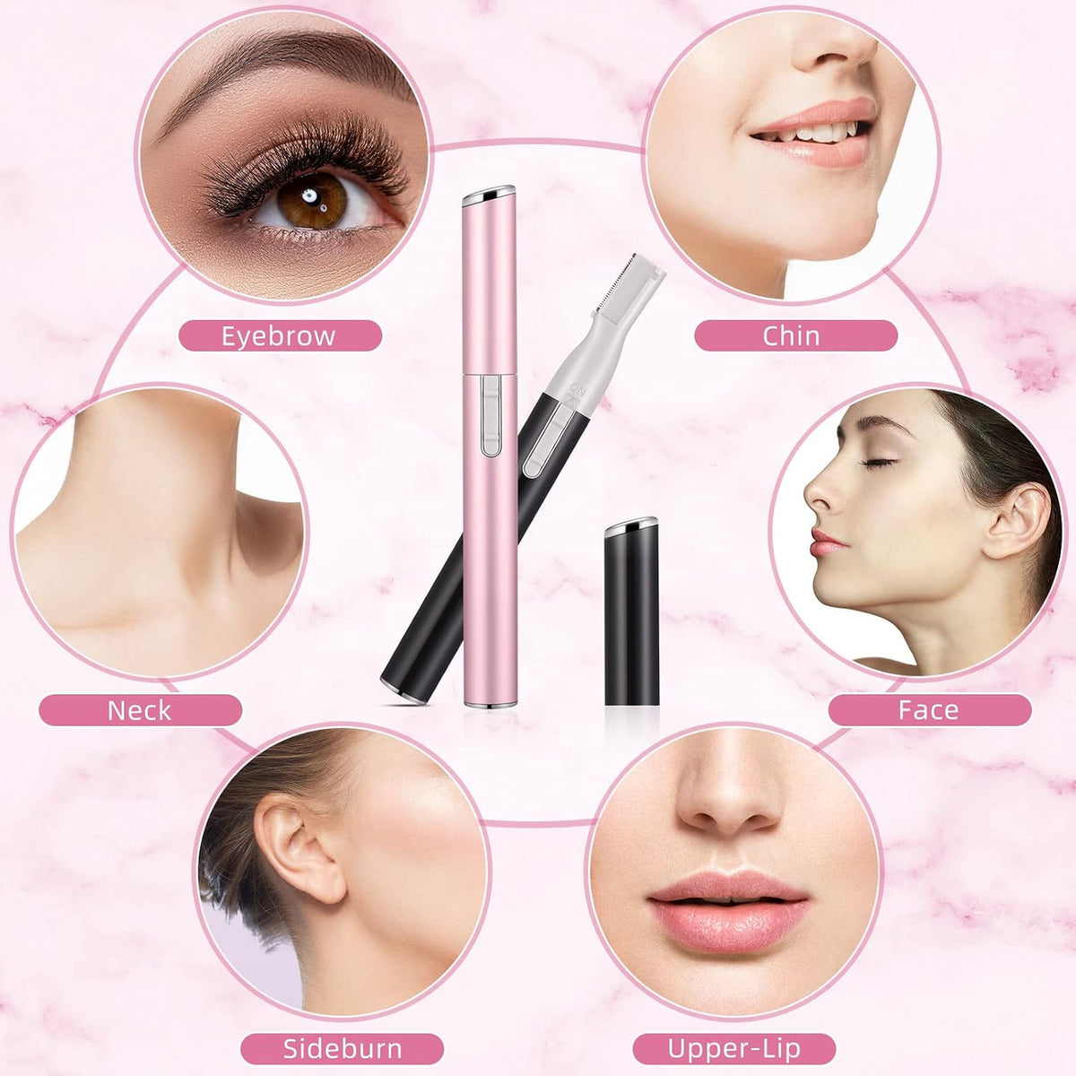 Chumia 2 Pcs Eyebrow Trimmer Face Shaver for Women, Pink, Black