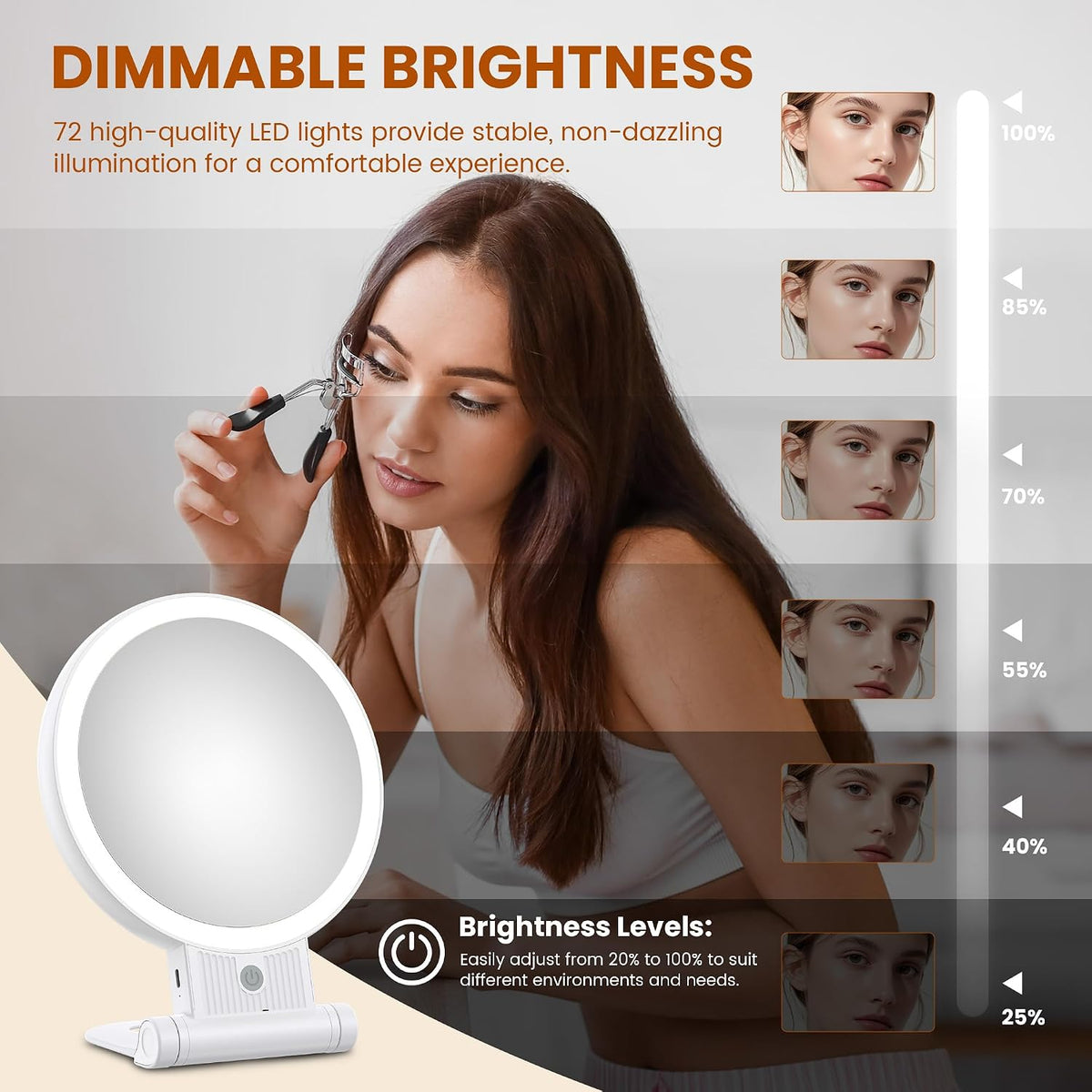 Makeup Mirror with Light, 1X/30X, 3 Colors, Rechargeable 2000mAh