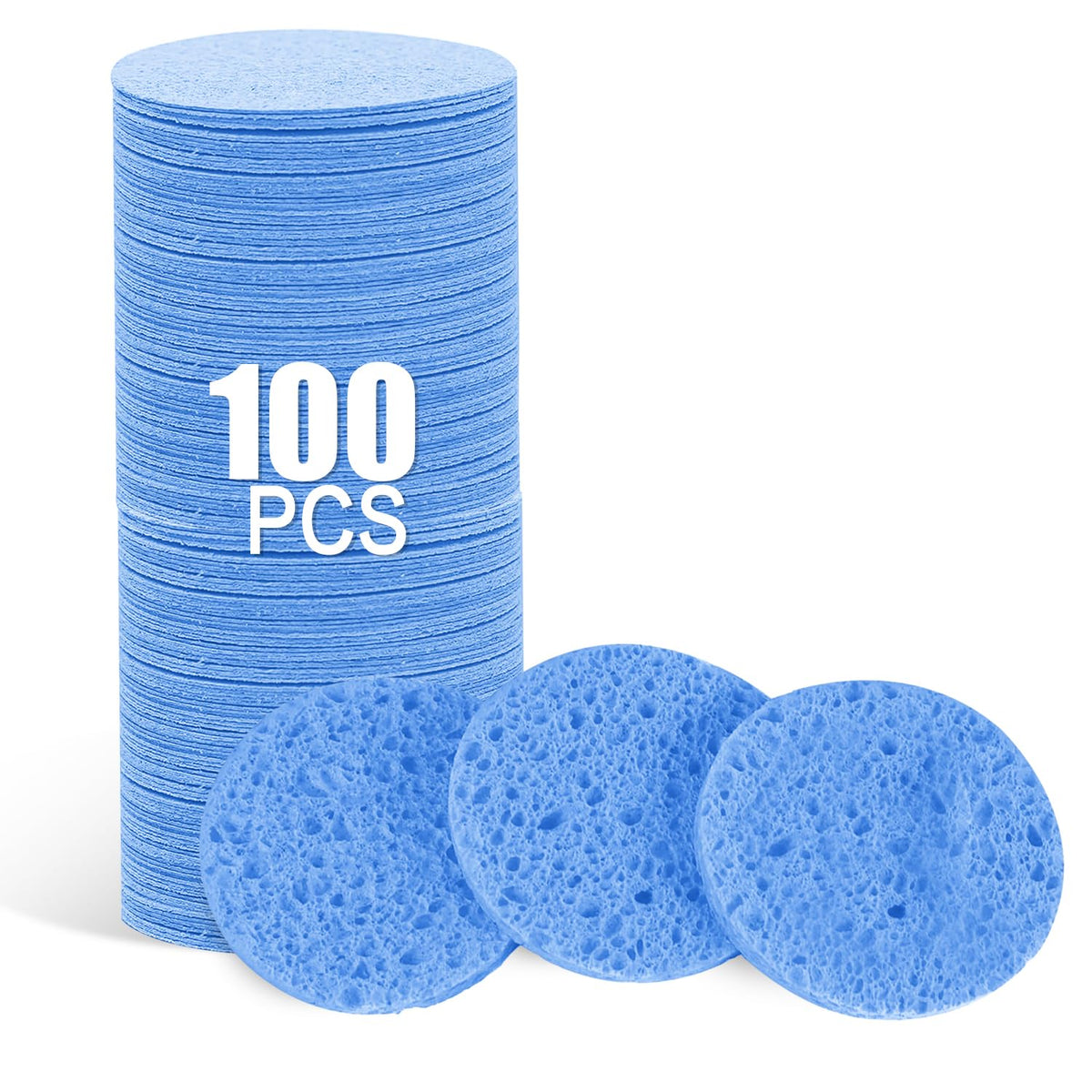 50-Count Compressed Facial Sponges, Pink Cellulose Daily Facial Cleaning
