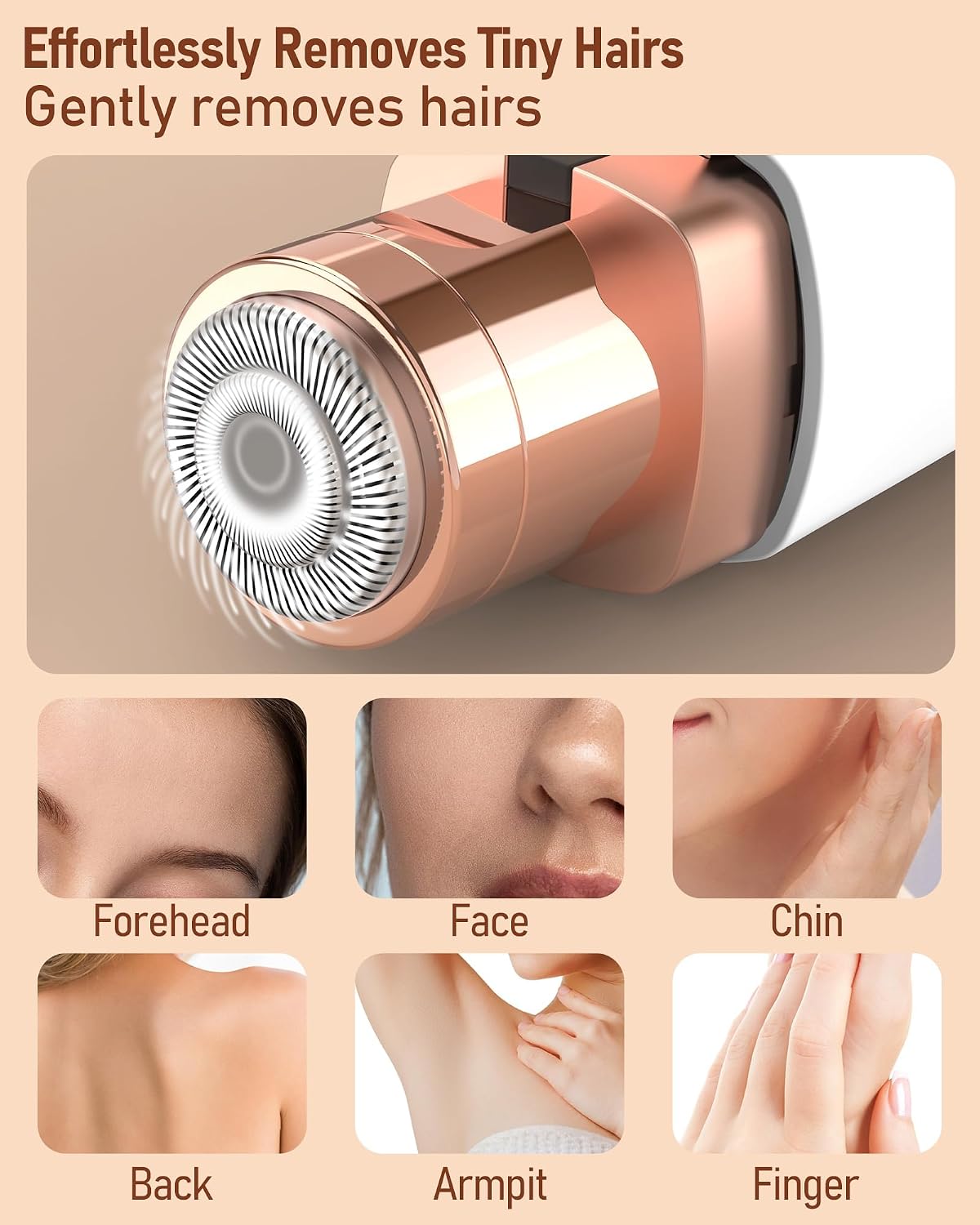 Eyebrow Trimmer Facial Hair Removal for Women: 2 in 1 Rechargeable Face Shaver with LED Light, Painless Electric Eyebrow Razor for Eyebrows, Upper Lip, Chin, Peach Fuzz & Fine Facial Hair