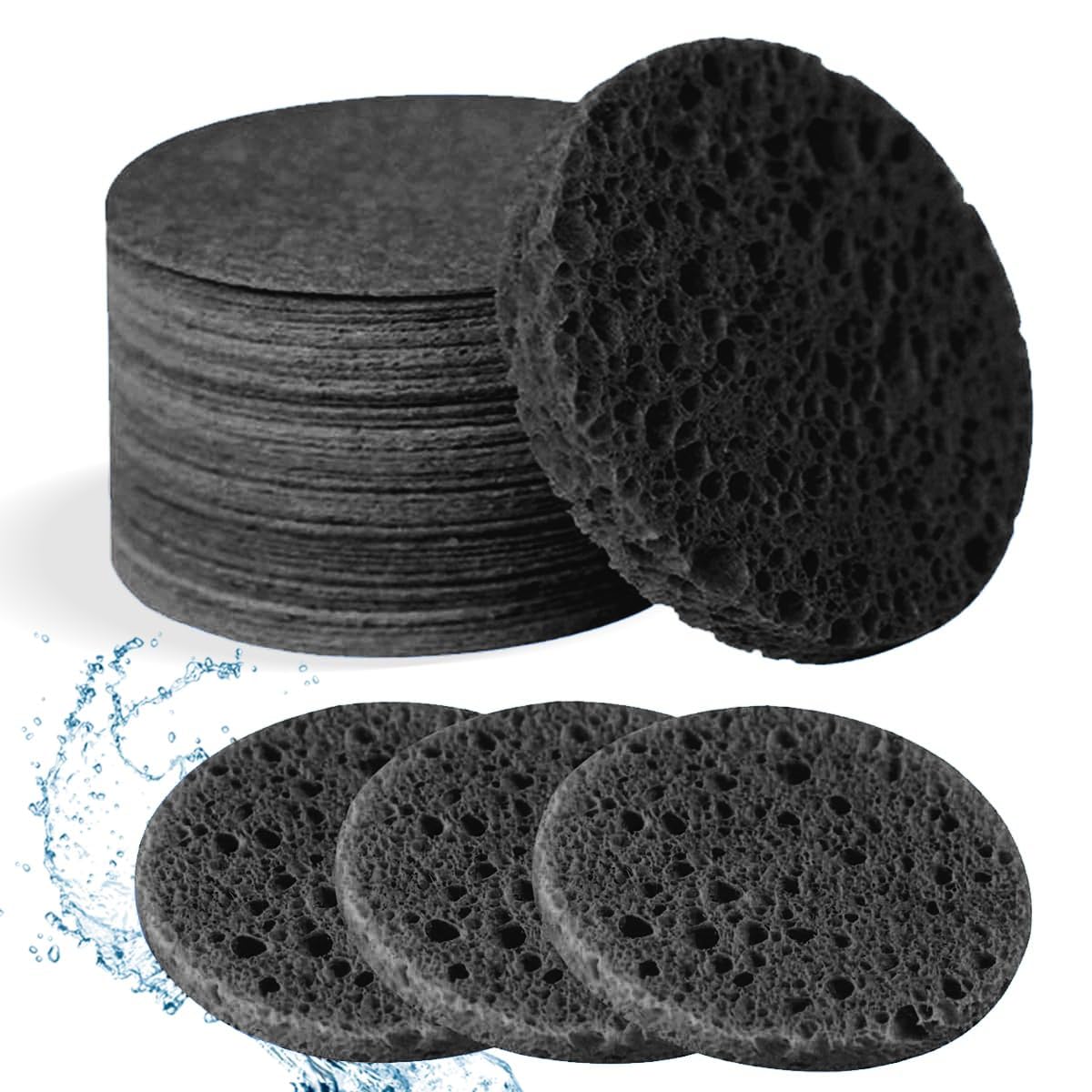 50-Count Compressed Facial Sponges, Pink Cellulose Daily Facial Cleaning