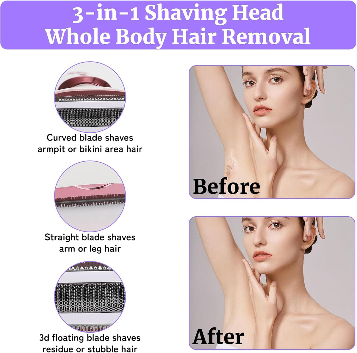 2026 Electric Razor for Women Men,4 in 1 Ladies Wet & Dry Body Razors and Facial Hair Remover,Rechargeable LED Display Hair Removal Kit for Nose Face Body Bikini Hair (White)