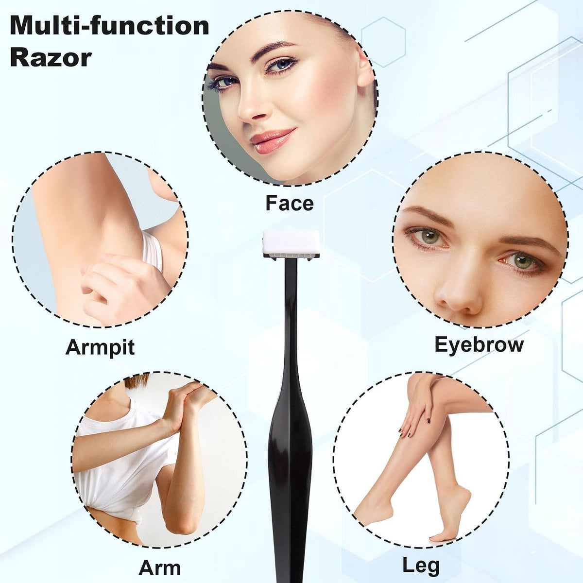 PAGOW 24pcs Eyebrow Razor, T-Shape Facial Razors for Women & Men, Black