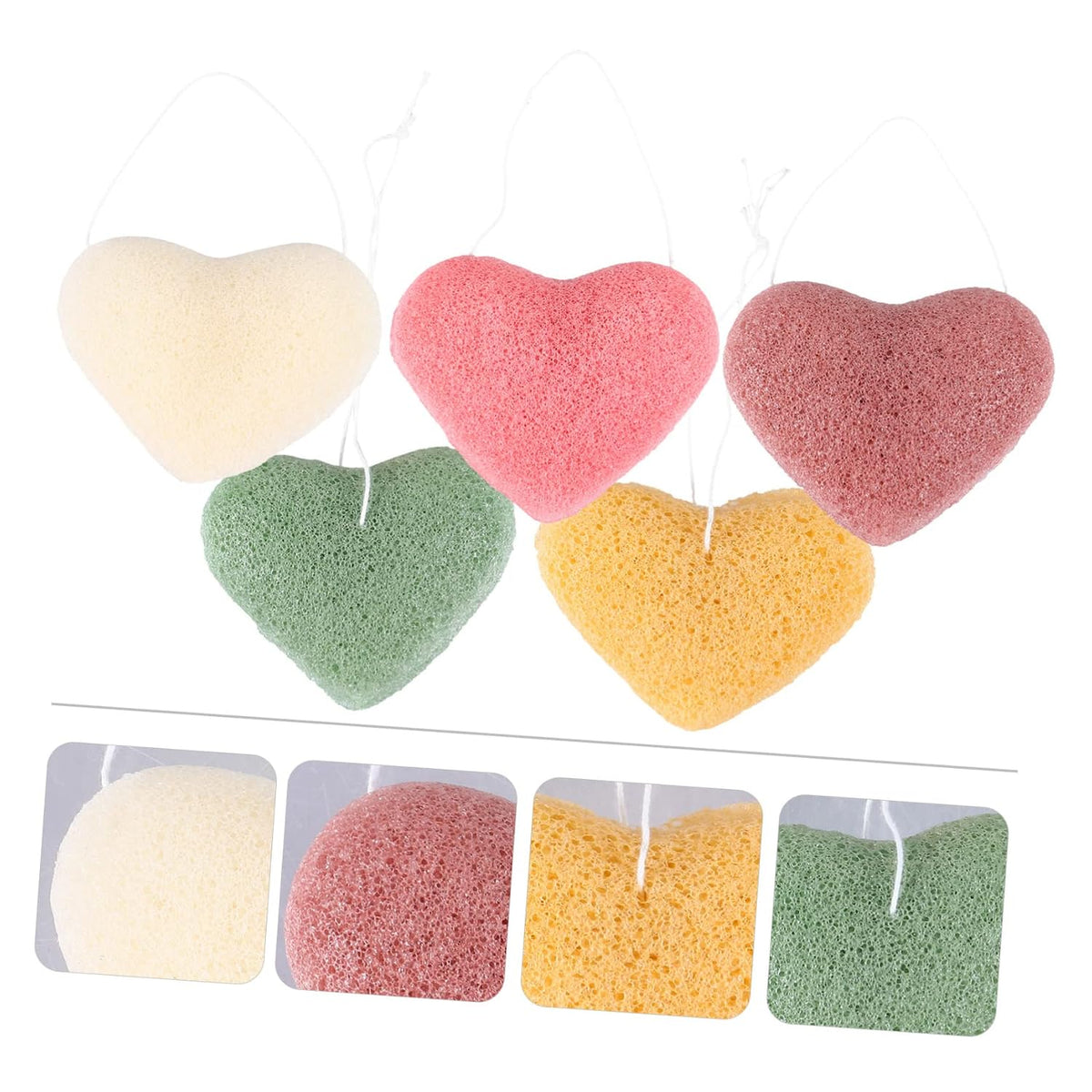 Heart Shape Cleansing Face Sponges 5 Piece Sponge for Deep Cleansing