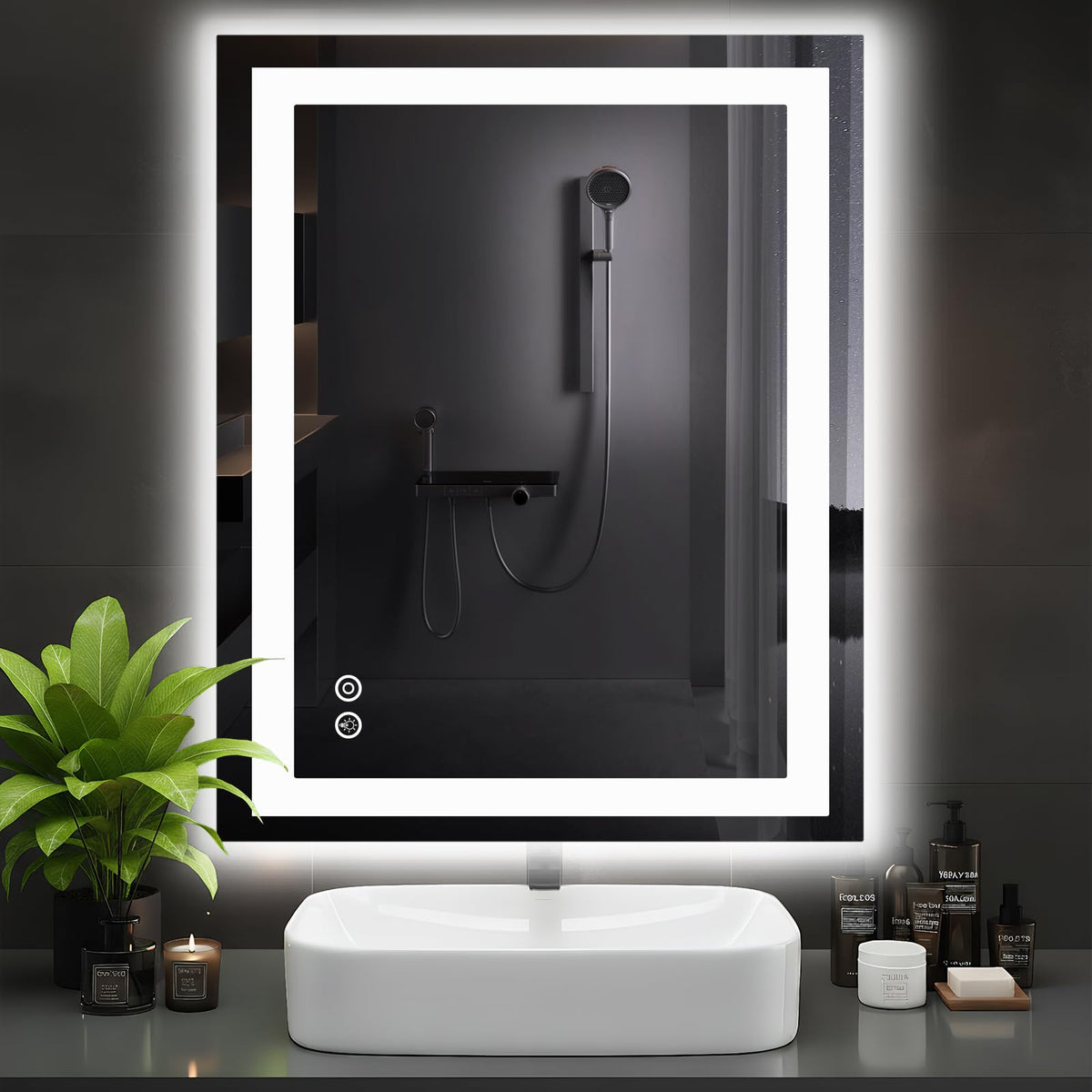 DUMOS 28 Inch Round LED Bathroom Mirror with Lights, Circle Vanity Mirror