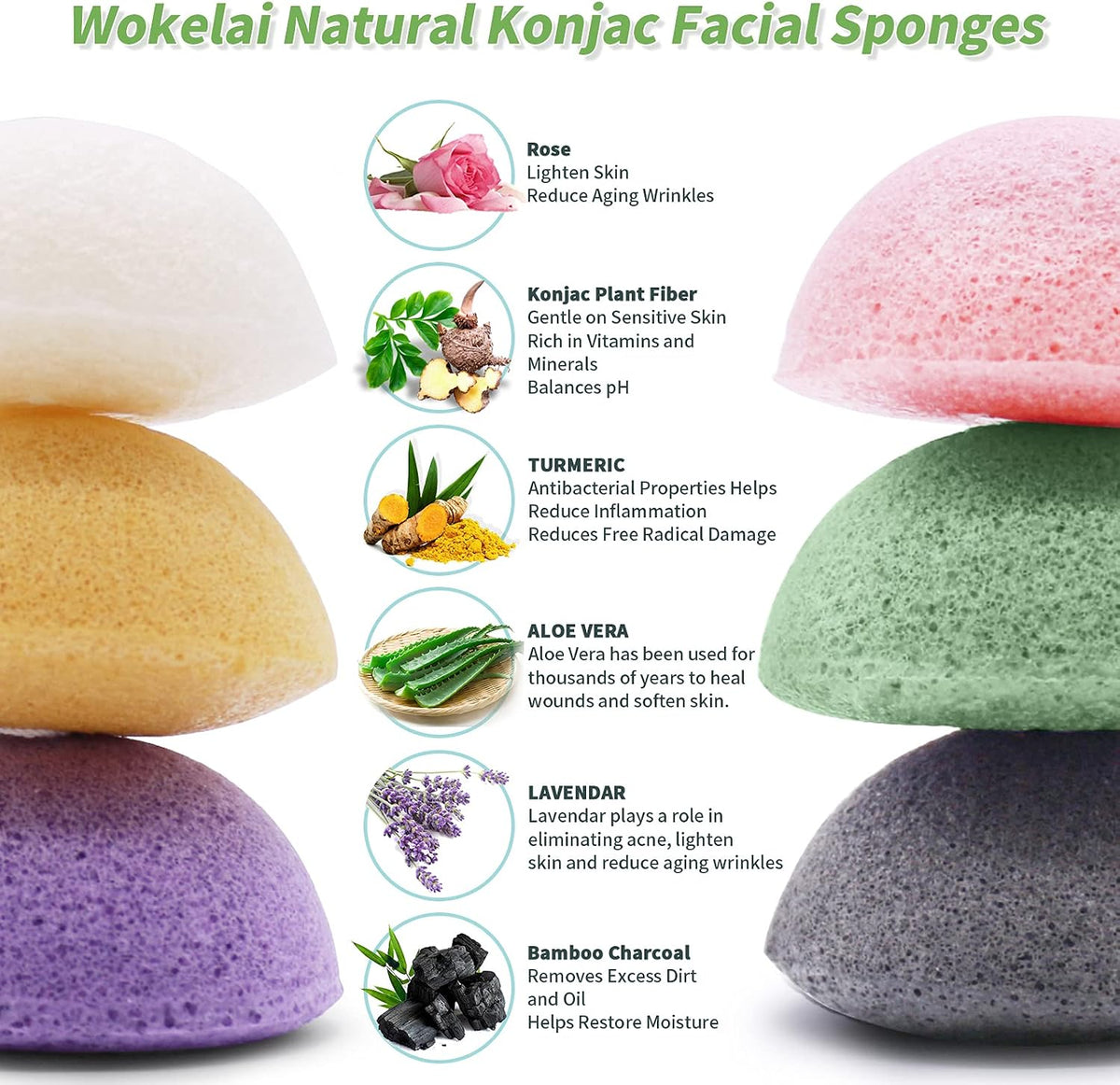 Konjac Facial Sponges for Cleansing Exfoliating - Konjac Face Sponge for Washing Face Body, Natural Cleaning Puff Buff Scrubber for Shower Bath SPA for Babys Men Women