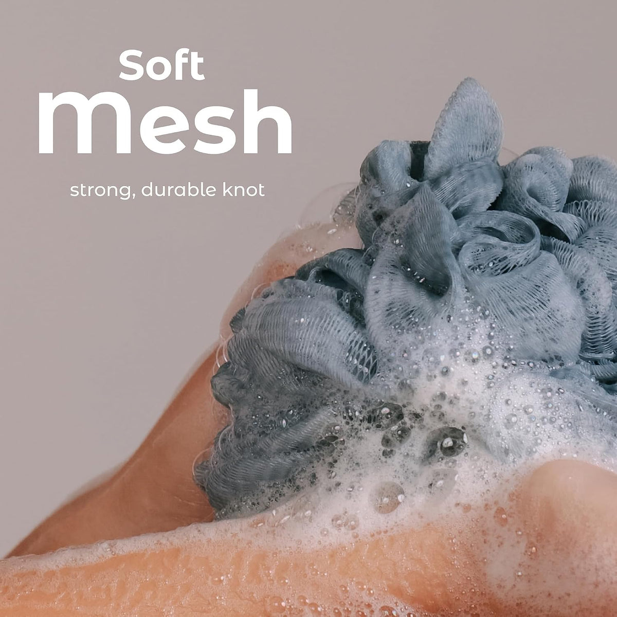 MainBasics Shower Loofah Sponge Pouf, Set of 3, Airy Blossom