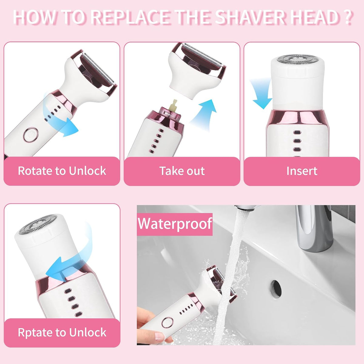 2026 Electric Razor for Women Men,4 in 1 Ladies Wet & Dry Body Razors and Facial Hair Remover, Rechargeable LED Display Hair Removal Kit for Nose Face Body Bikini Hair
