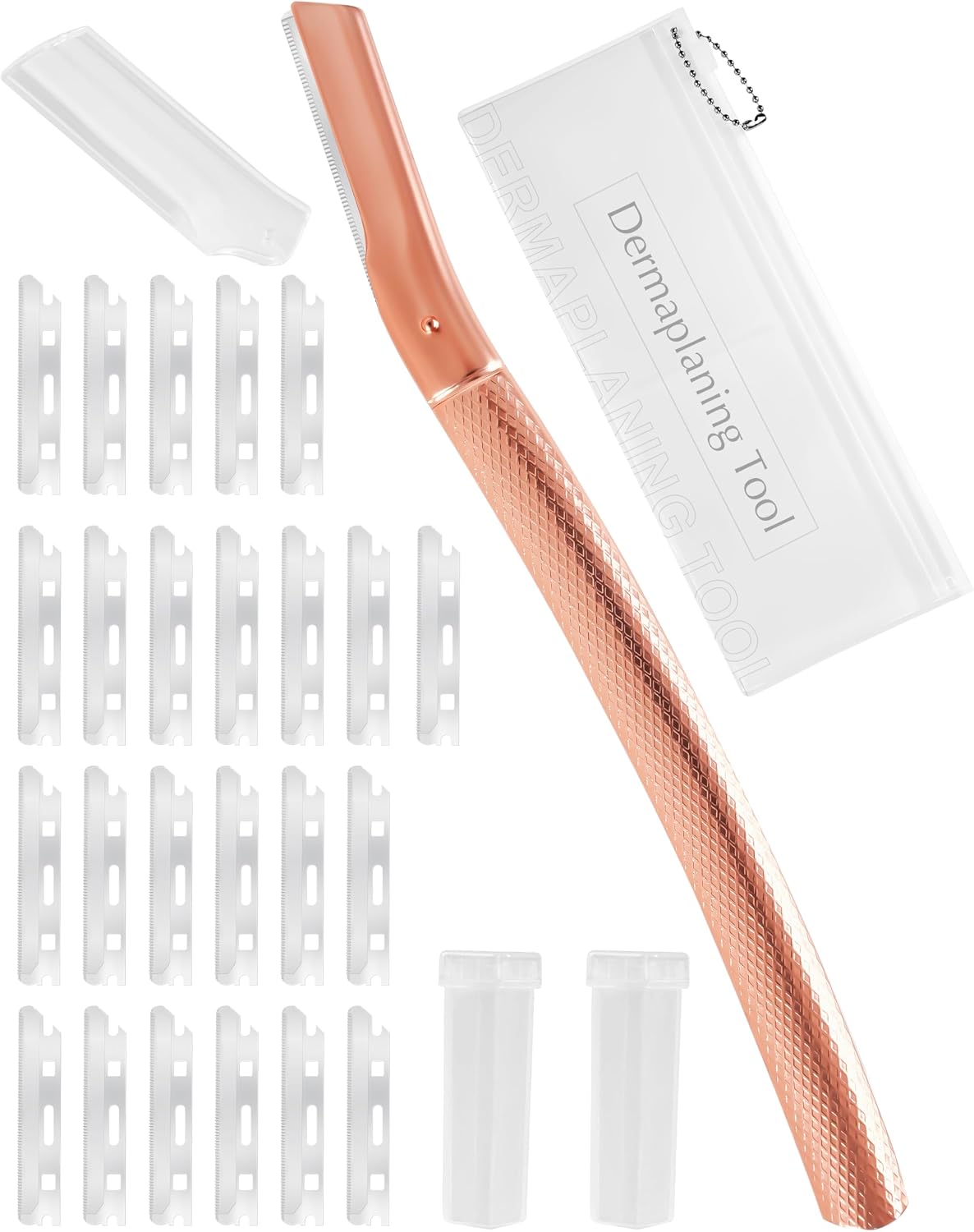 Dermaplaning Tool for Face Professional, Facial Razors for Women Face with 20 Blade Refills, Eyebrow Razor for Women and Men, Pink