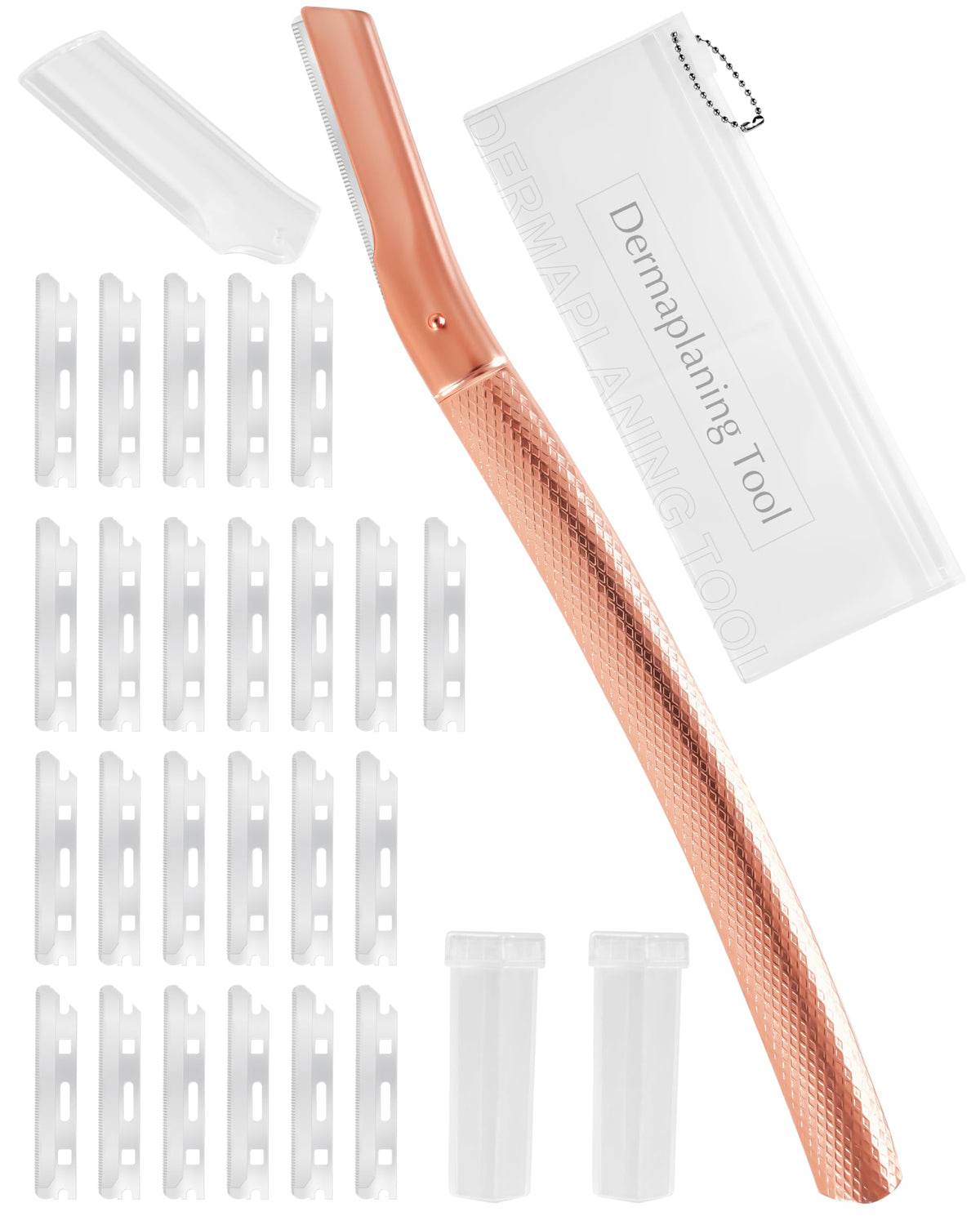 Dermaplaning Tool for Face Professional, Facial Razors for Women Face with 20 Blade Refills, Eyebrow Razor for Women and Men, Pink