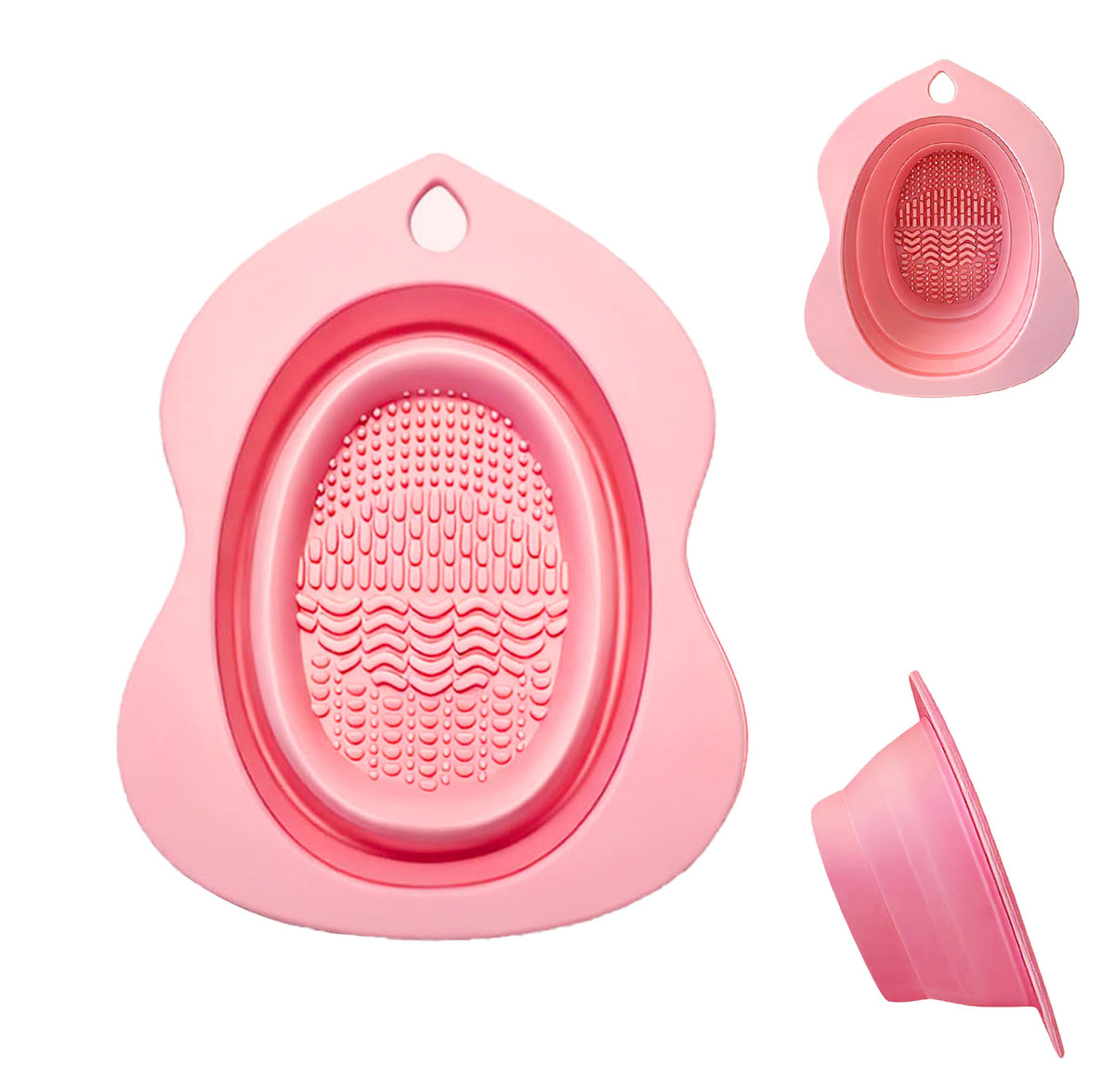 Portable Silicone Makeup Brush Cleaner Bowl Foldable Cleaning Mat- Brushes Sponges and Puffs (green)