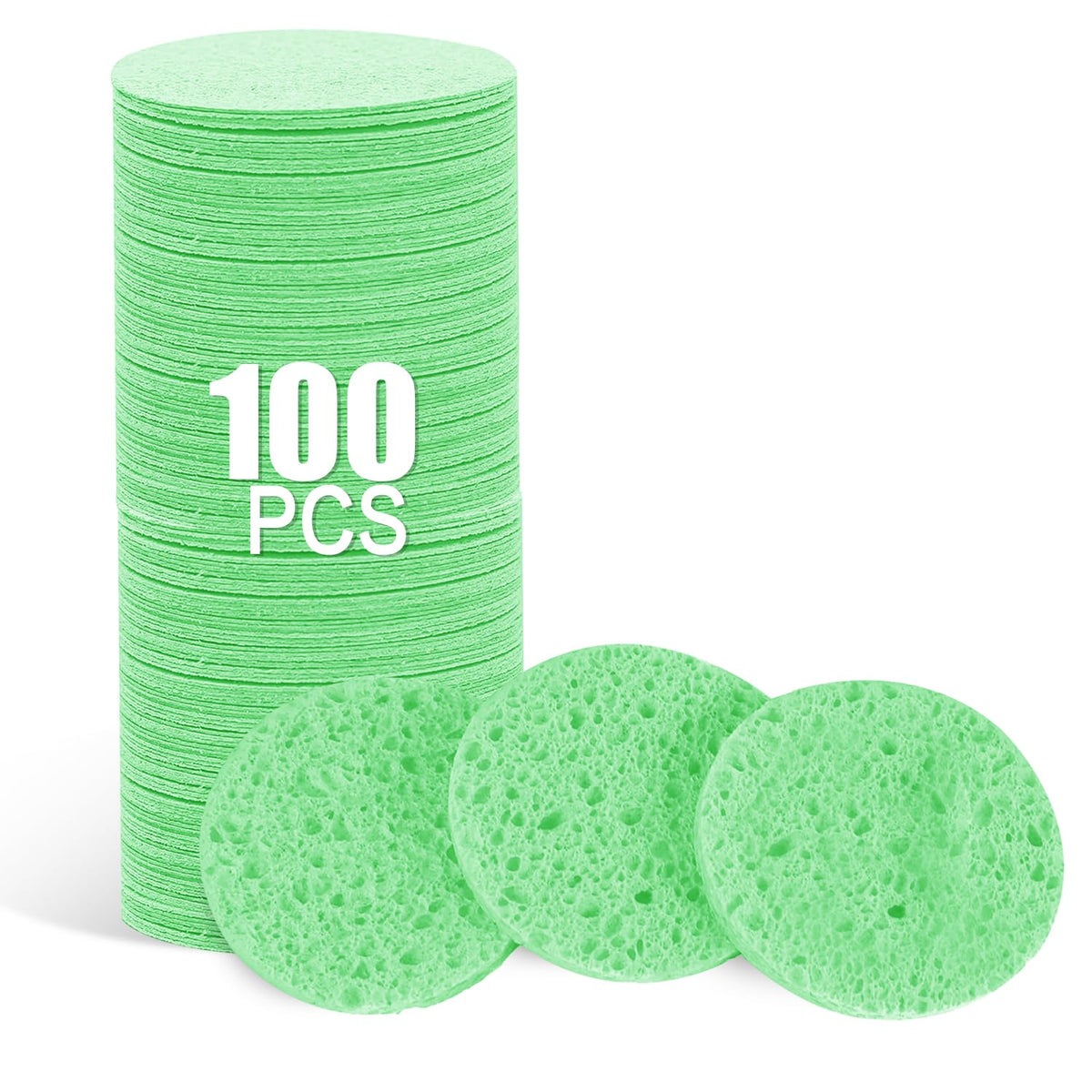 50-Count Compressed Facial Sponges, Pink Cellulose Daily Facial Cleaning