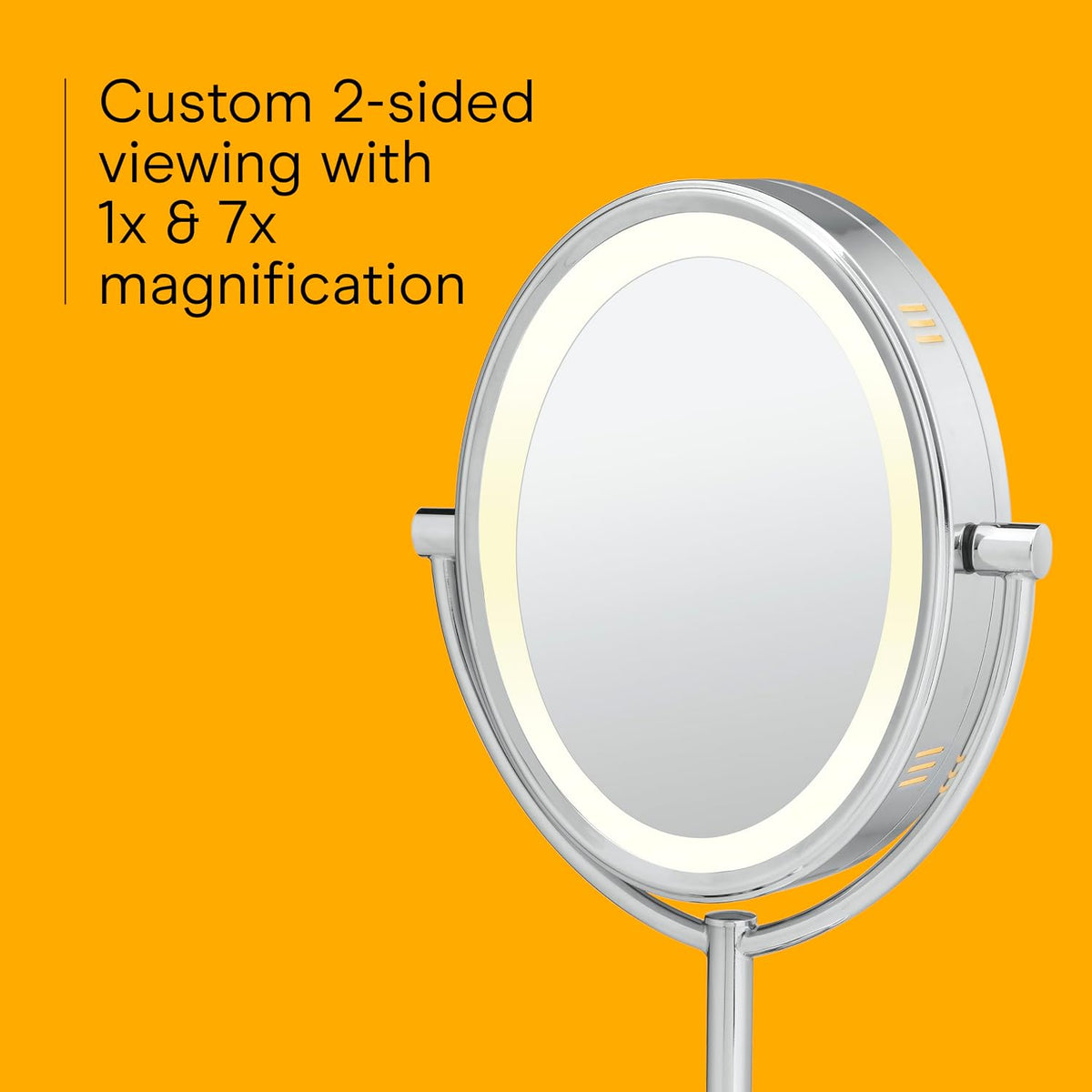 Conair Lighted Makeup Mirror, LED Vanity Mirror, 1X/7X Magnifying Mirror, Double Sided, Corded in Polished Chrome