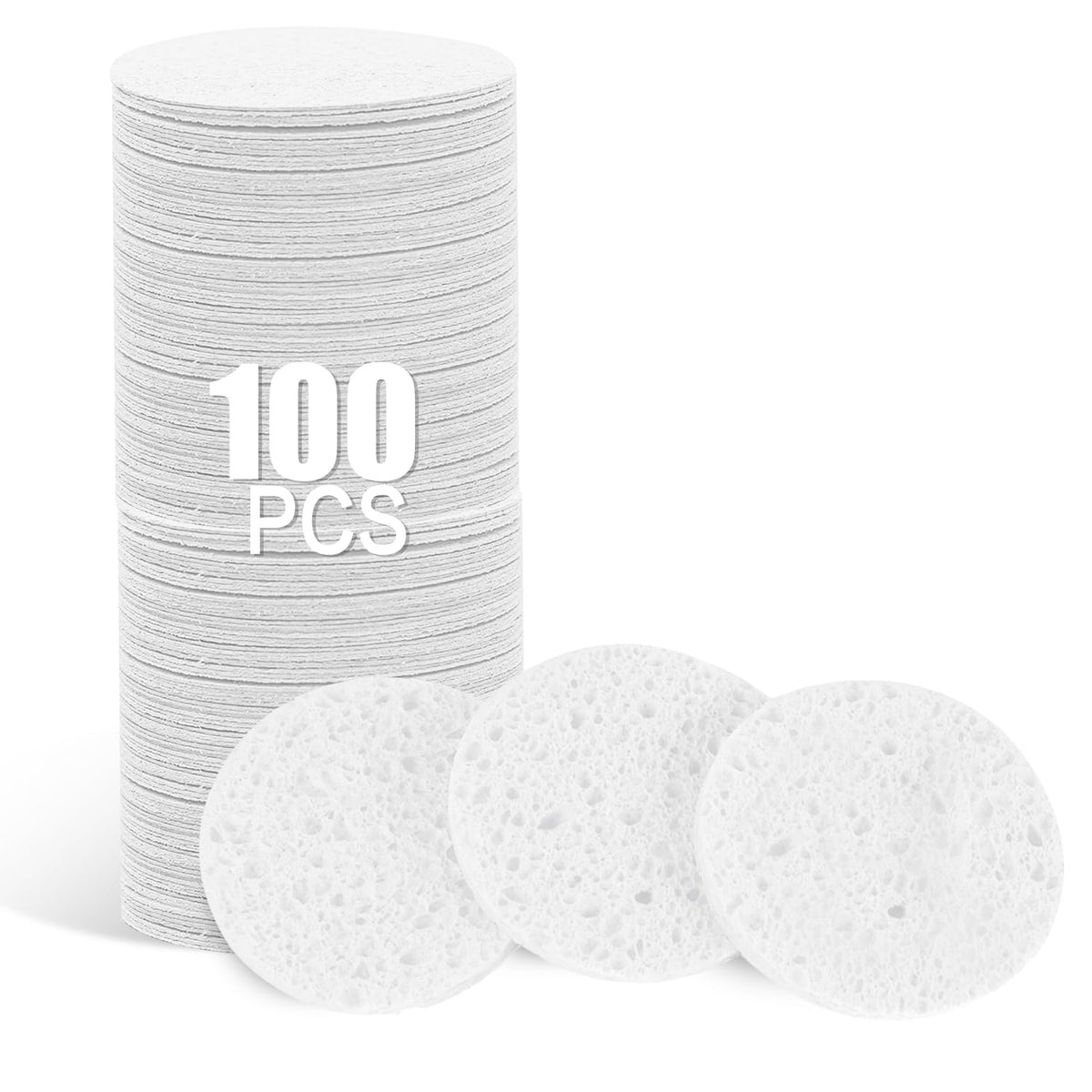 50-Count Compressed Facial Sponges, Pink Cellulose Daily Facial Cleaning