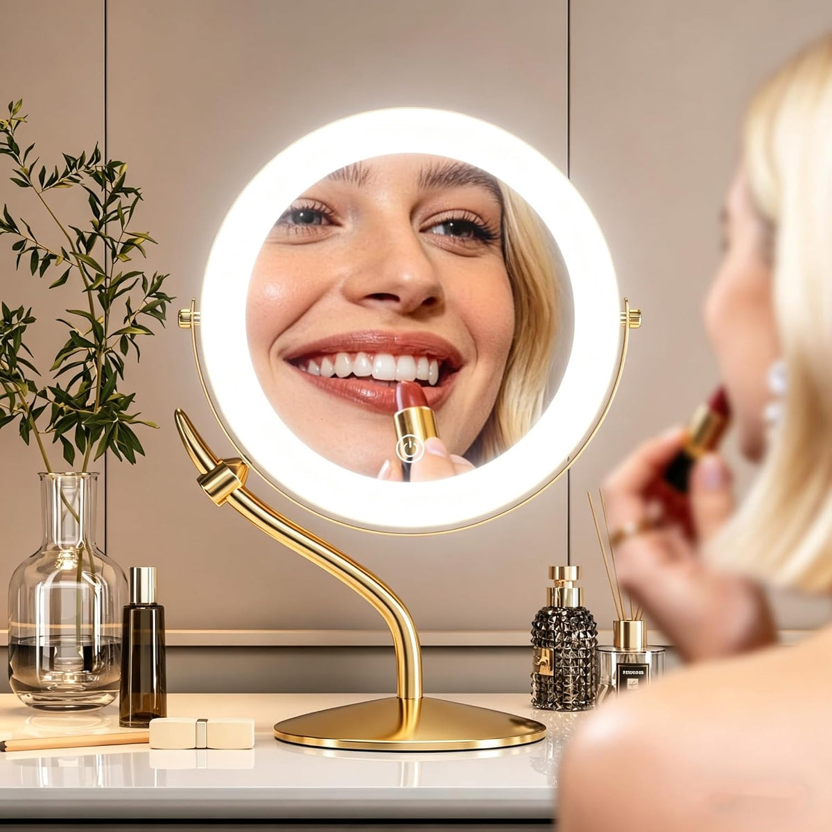 9" 1X/10X Magnifying Vanity Mirror with Light, Rechargeable Makeup Mirror