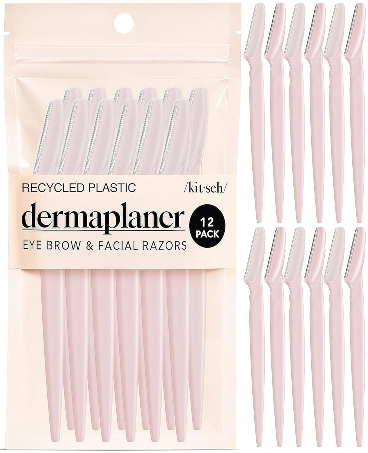 Kitsch Dermaplane Razor for Women Face – Black, 6 pcs