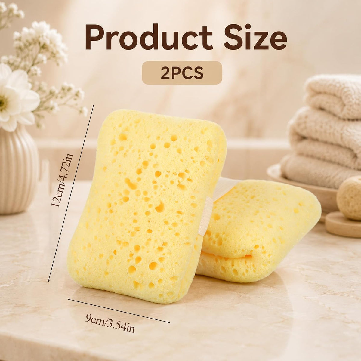 2 Pack Sea Sponges for Shower 4.7x3.5 Inch Bath Sponge