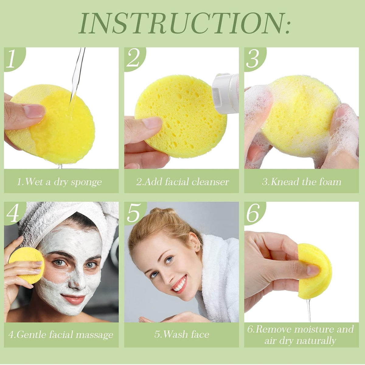 120pcs Compressed Facial Sponges Disposable Washing Face, Multicolor