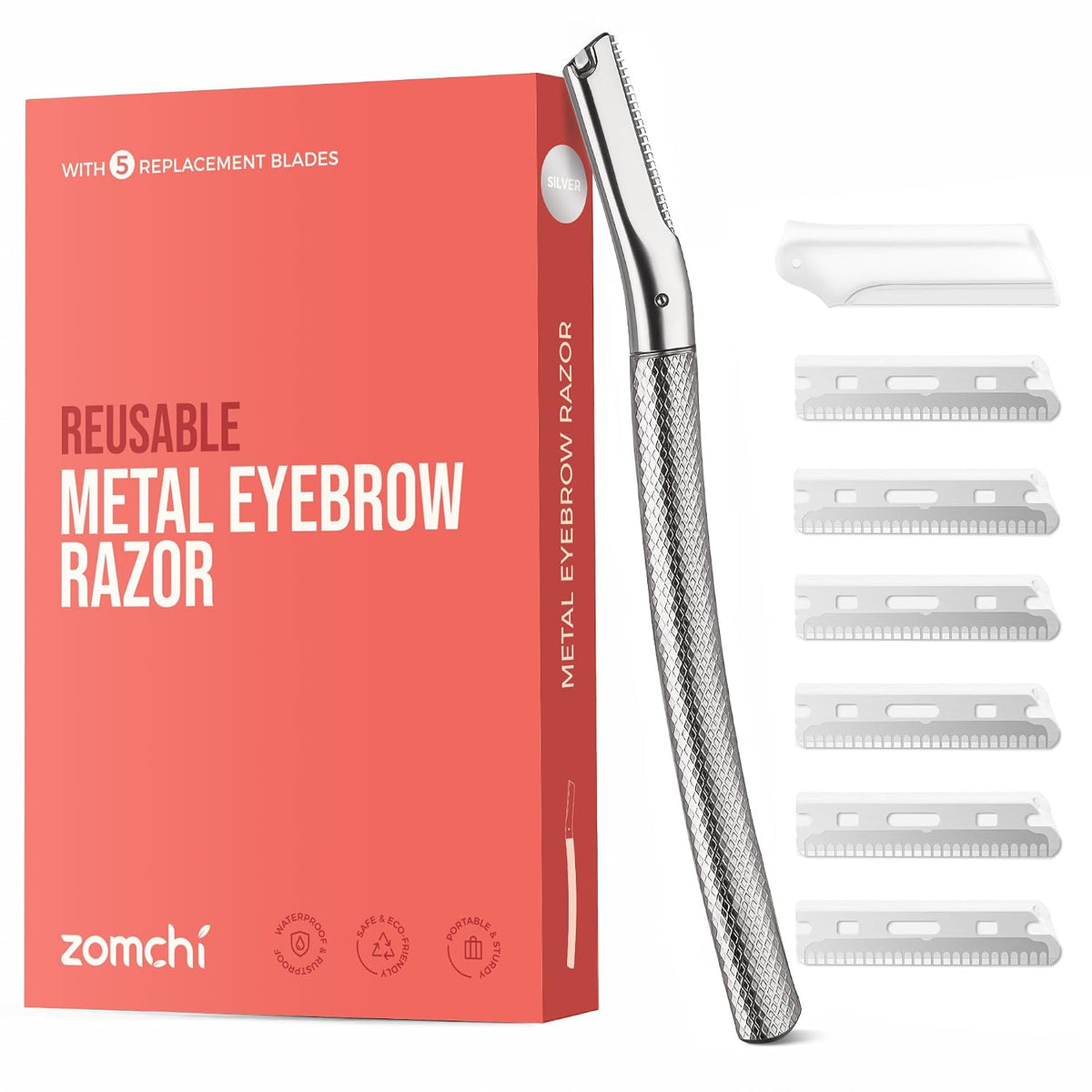 ZOMCHI Eyebrow Razor for Women & Men, Precision Cover, Silver