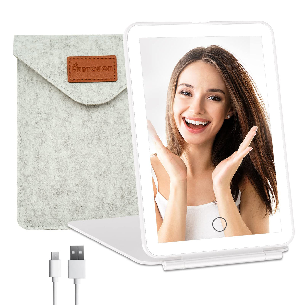 FUNTOUCH Rechargeable Travel Makeup Mirror with 72 Led Lights