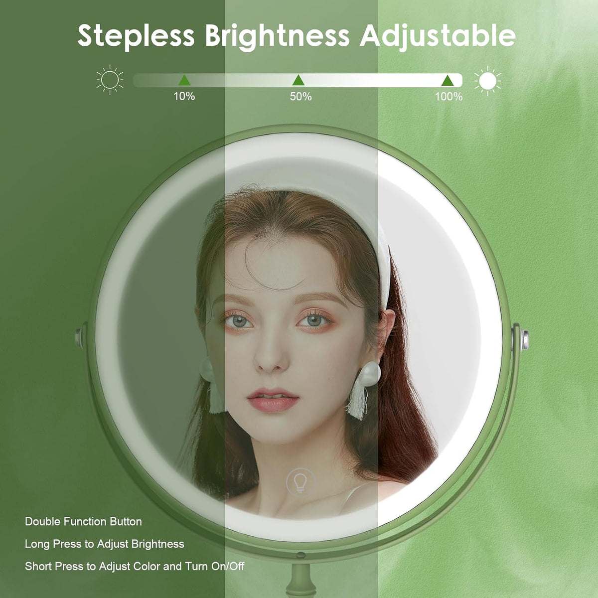 DEIOVWXS Makeup Mirror, Rechargeable Vanity Mirror with 3 Lights, 1X/10X