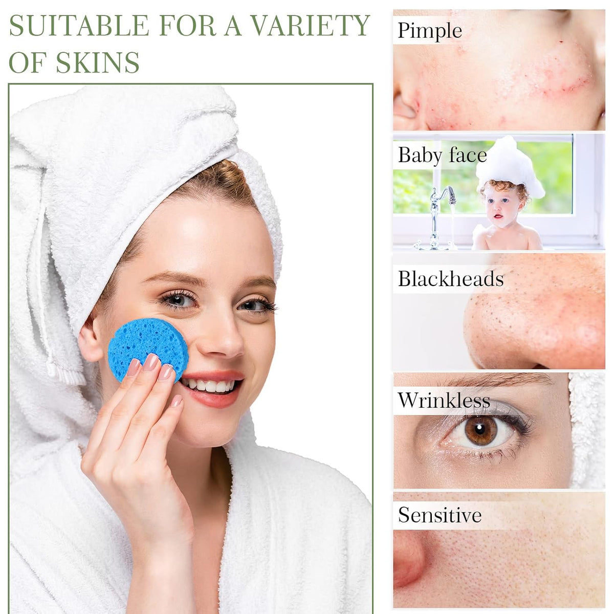 120pcs Compressed Facial Sponges Disposable Washing Face, Multicolor