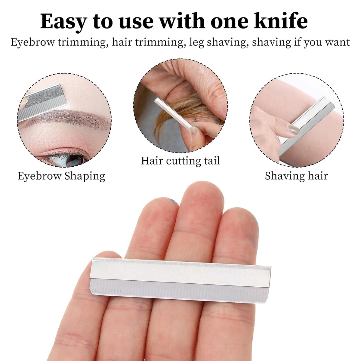 50Pcs Single Edge Razor Blades, Stainless Steel Straight Razor Blade Refills, Eyebrow Trimmer Facial Hair Blades for Women and Men