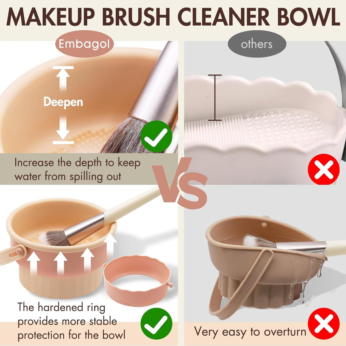 Makeup Brush Cleaner Mat + Solid Brush & Sponge Soap, Brush Cleaner Bowl & Makeup Brush Cleanser, 3 in 1 Makeup Organizer, Vegan, Deep Cleaning, No Residue(2-piece set, 100g/3.53oz + Khkai)