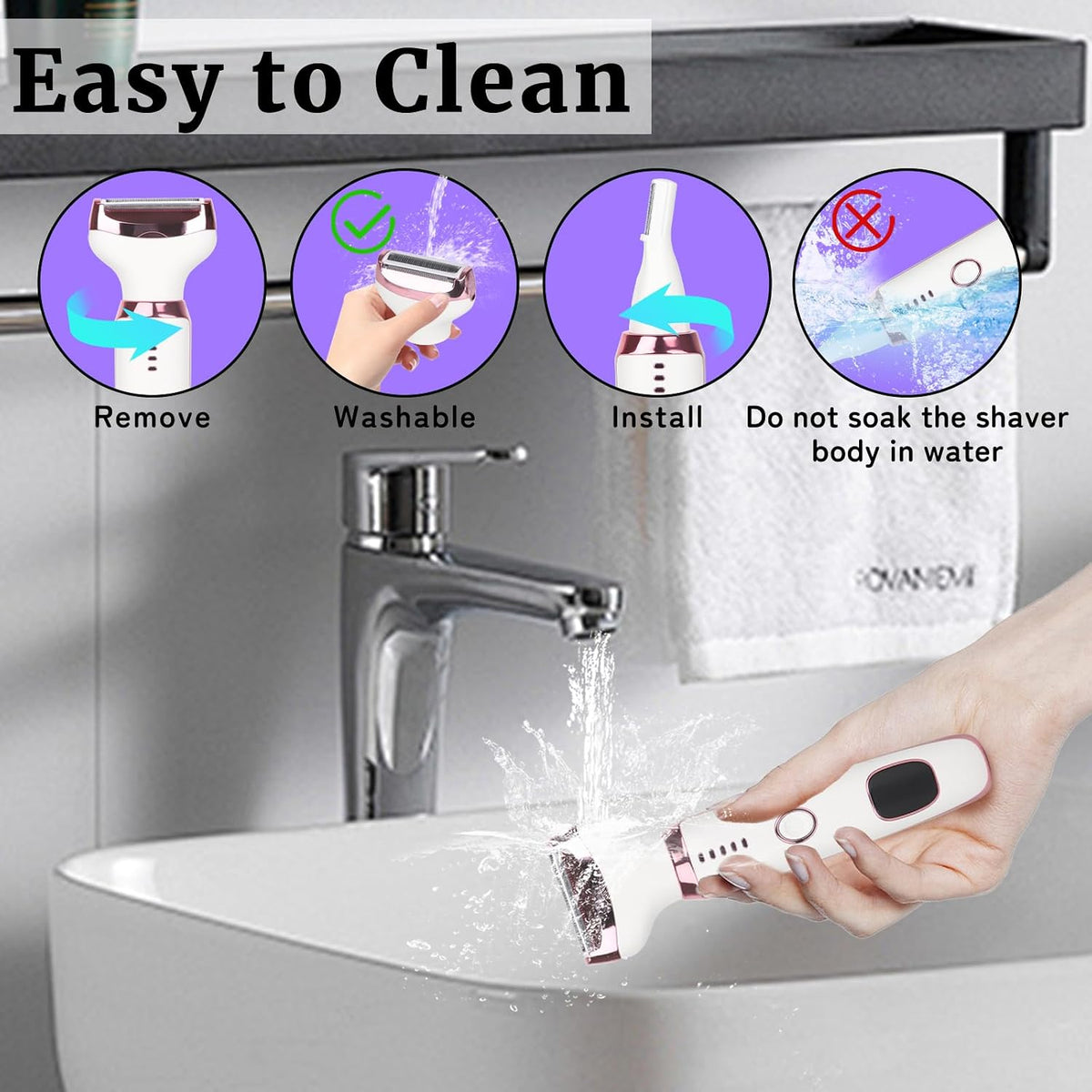 2026 Electric Razor for Women Men,4 in 1 Ladies Wet & Dry Body Razors and Facial Hair Remover,Rechargeable LED Display Hair Removal Kit for Nose Face Body Bikini Hair (White)