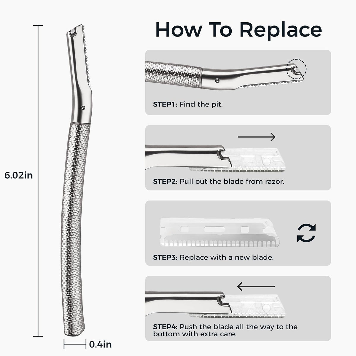 ZOMCHI Eyebrow Razor for Women & Men, Precision Cover, Silver