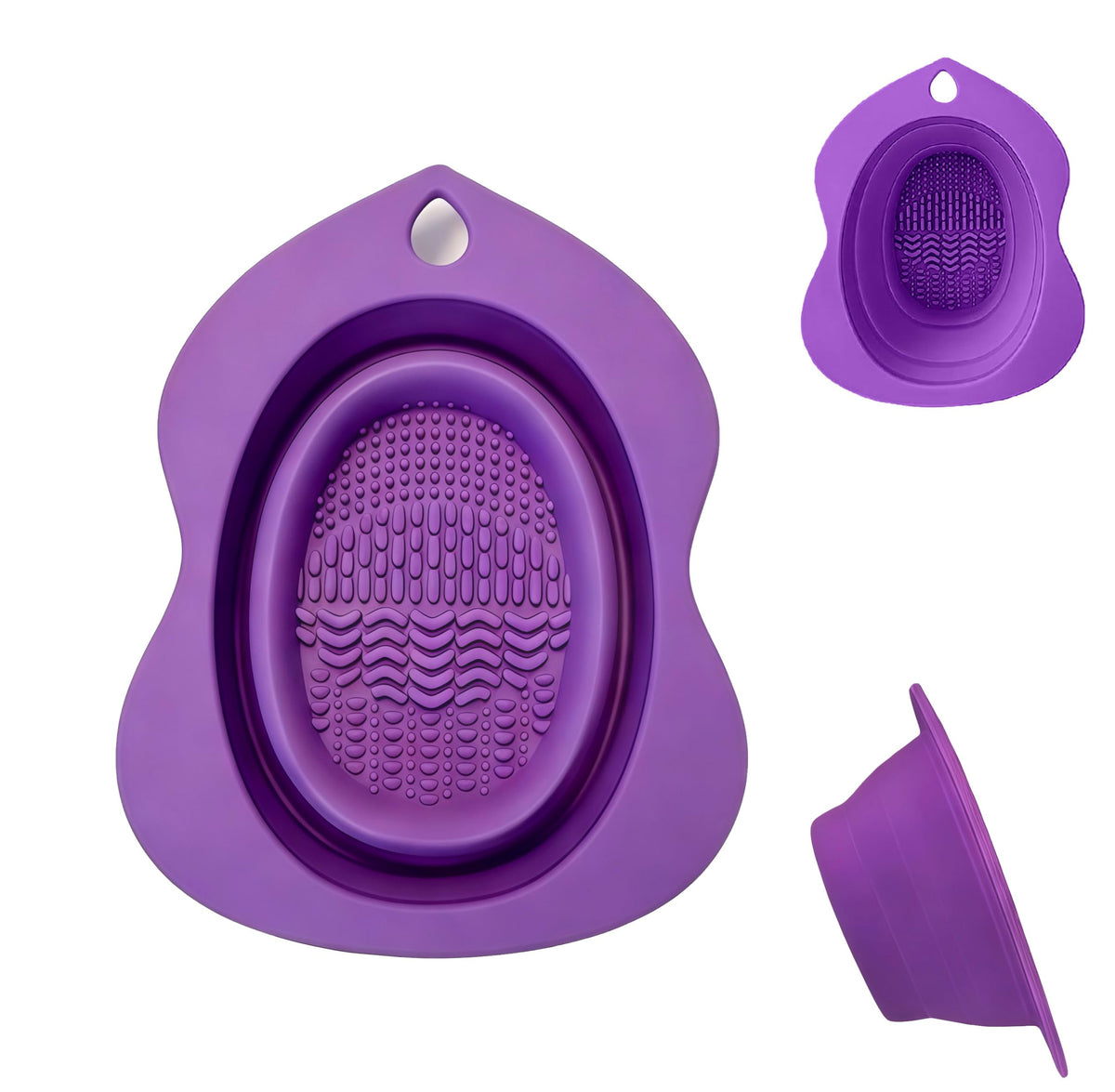 Portable Silicone Makeup Brush Cleaner Bowl Foldable Cleaning Mat- Brushes Sponges and Puffs (green)