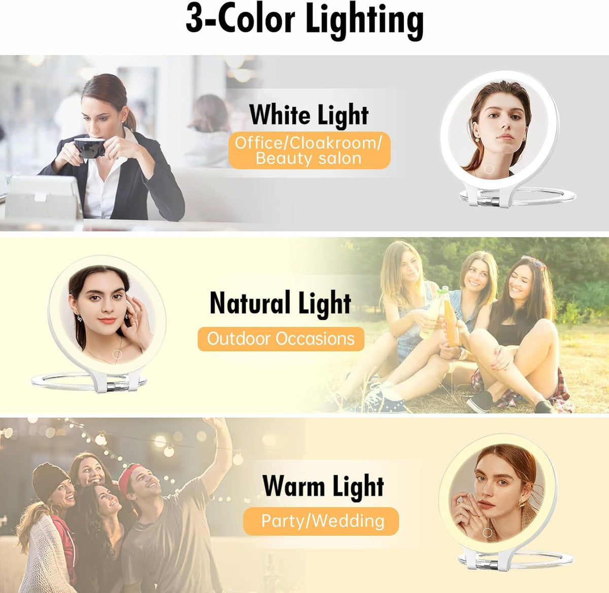 FASCINATE Travel 30X/1X Magnifying Mirror with Light Double Sided Mirror