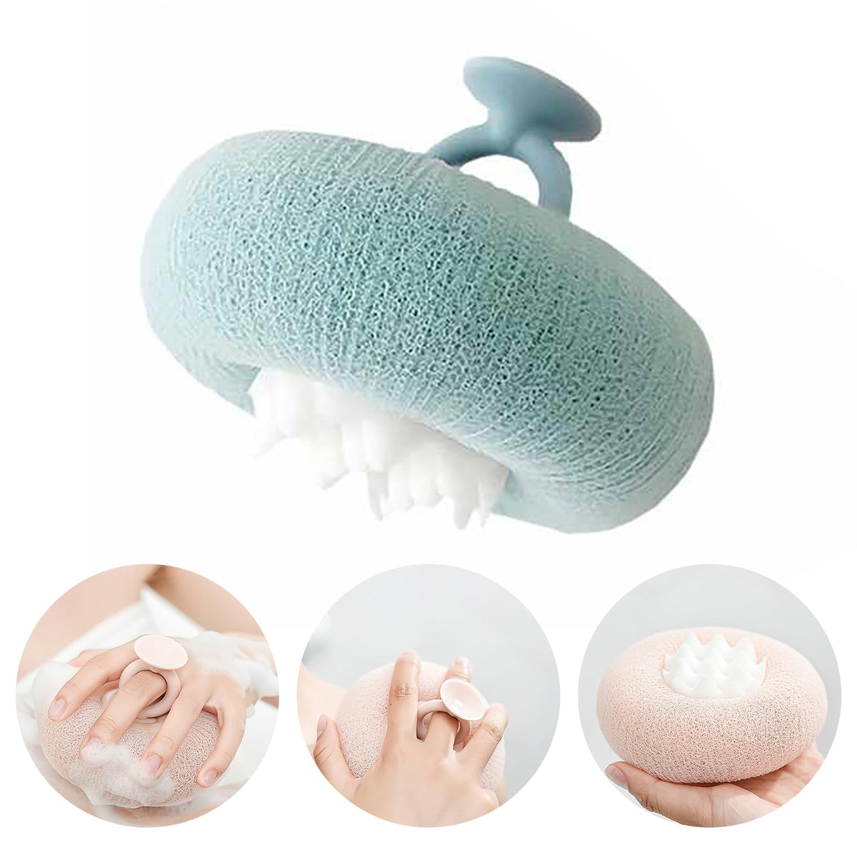 2-in-1 Sunflower Shower Sponge with Suction Cup | Exfoliating Bath Sponge for Soft Skin | Hypoallergenic & Eco-Friendly Body Scrubber for Spa-Like Luxury (Purple)