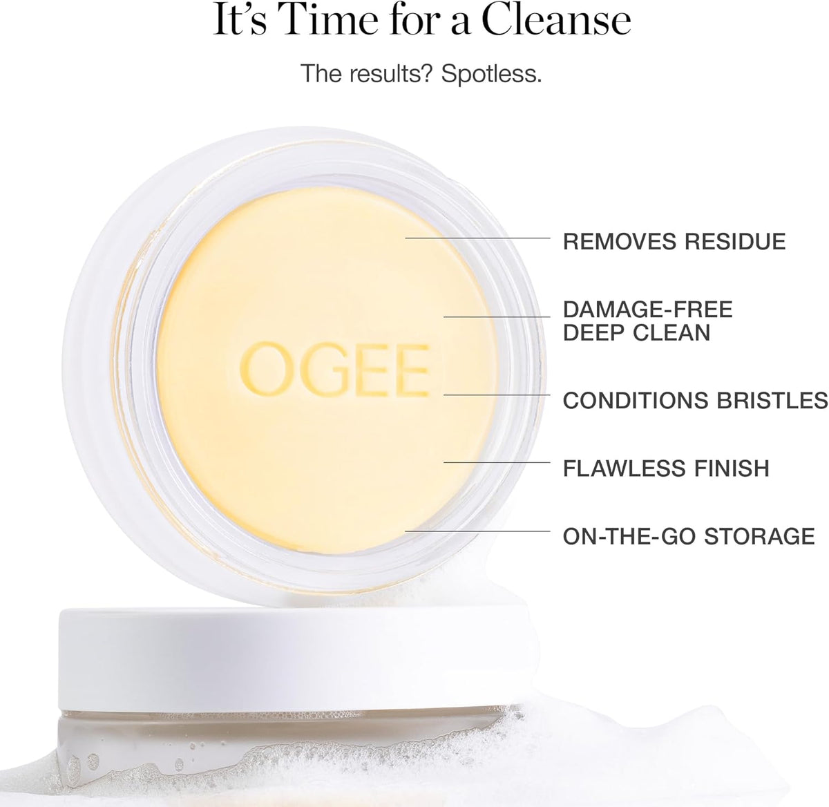 Ogee Brush Wash Bar - Gentle Makeup Brush Cleanser, Organic & Made in USA