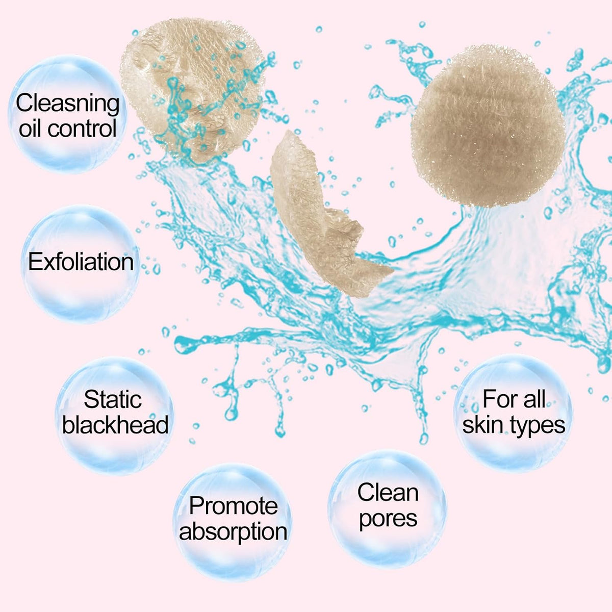 Bokon 100 Pcs Loofah Exfoliating Face Pads 2.36" Round, Beige