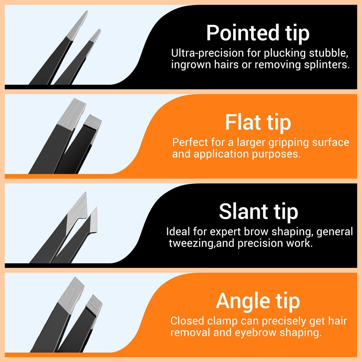 TsMADDTs Tweezers for Men, 8 in 1 Professional Eyebrow Tweezers Kit with Eyebrow Trimmer & Scissors, Razor, Brush, Skin Care Tools