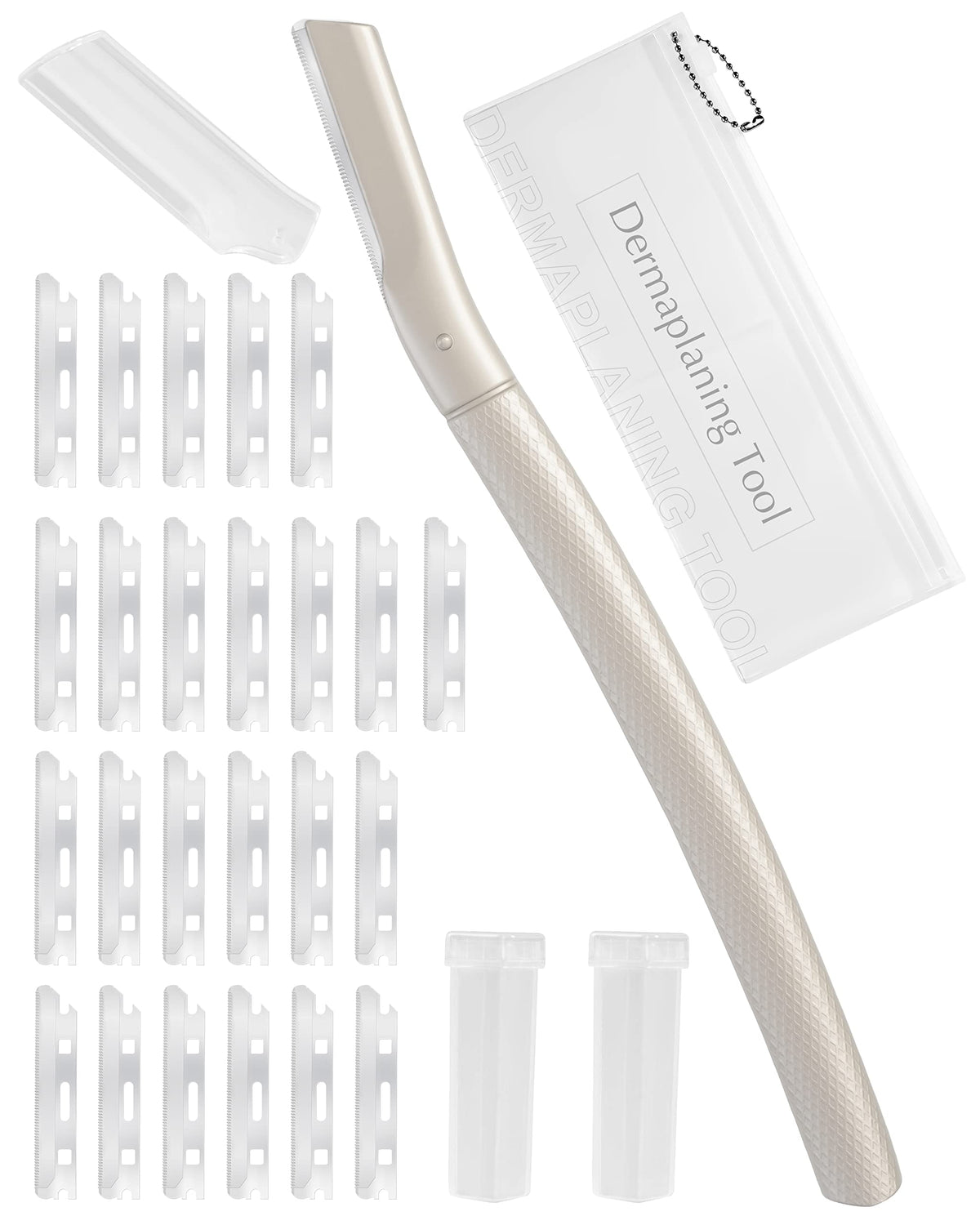 Dermaplaning Tool for Face Professional, Facial Razors for Women Face with 20 Blade Refills, Eyebrow Razor for Women and Men, Pink