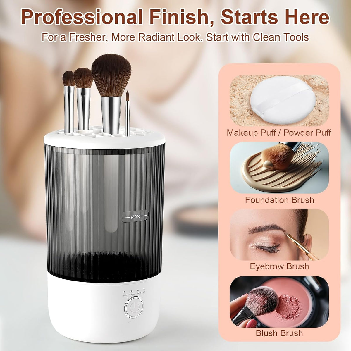 Electric Makeup Brush Cleaner Machine, Fits Most Brushes, Sponges and Puffs